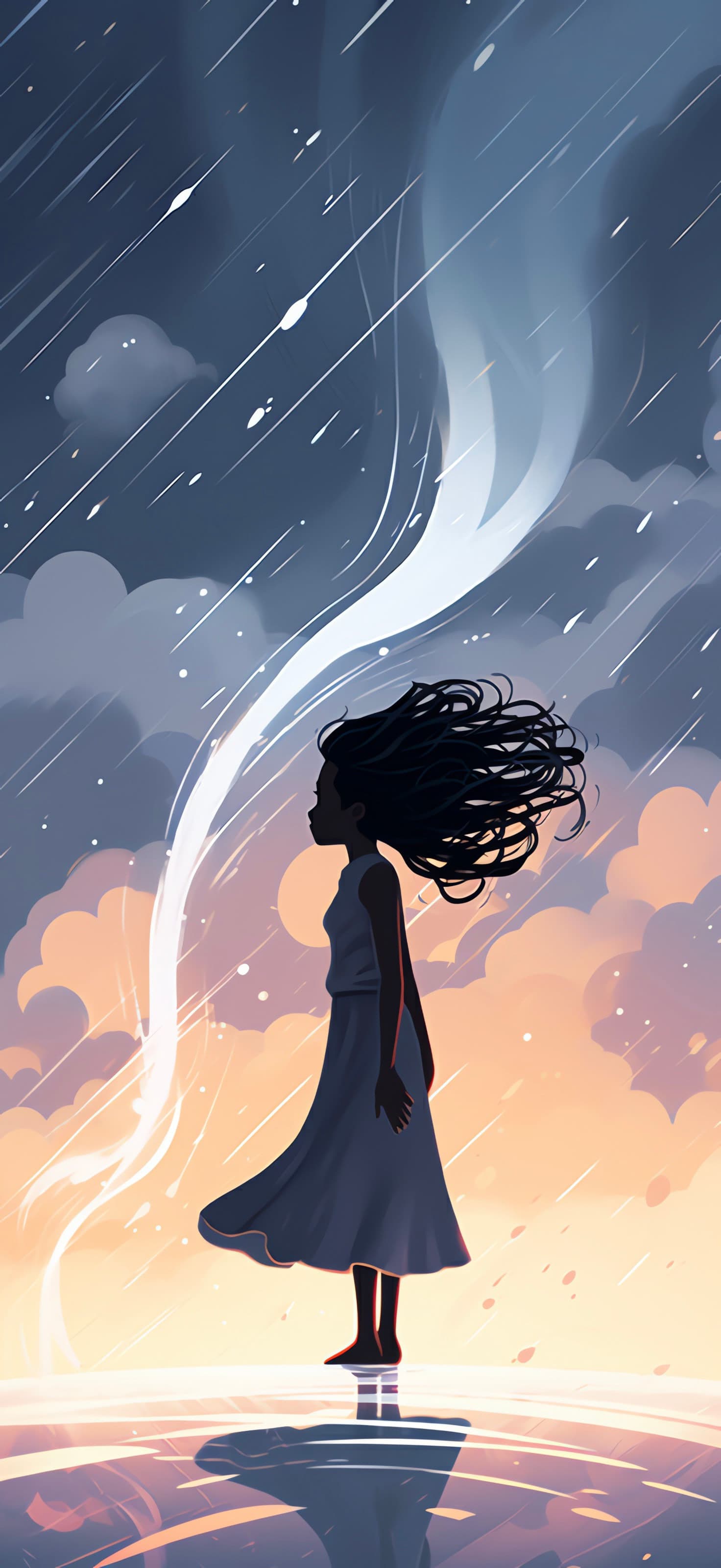 Stormy Girl Reflection - free phone wallpaper