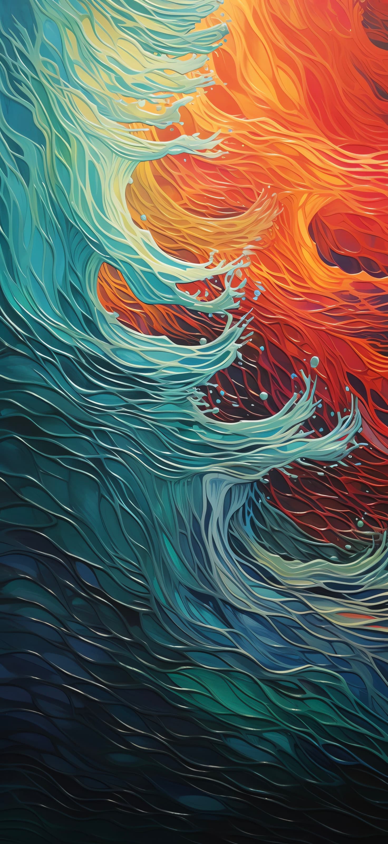 Fiery Ocean Clash - free phone wallpaper