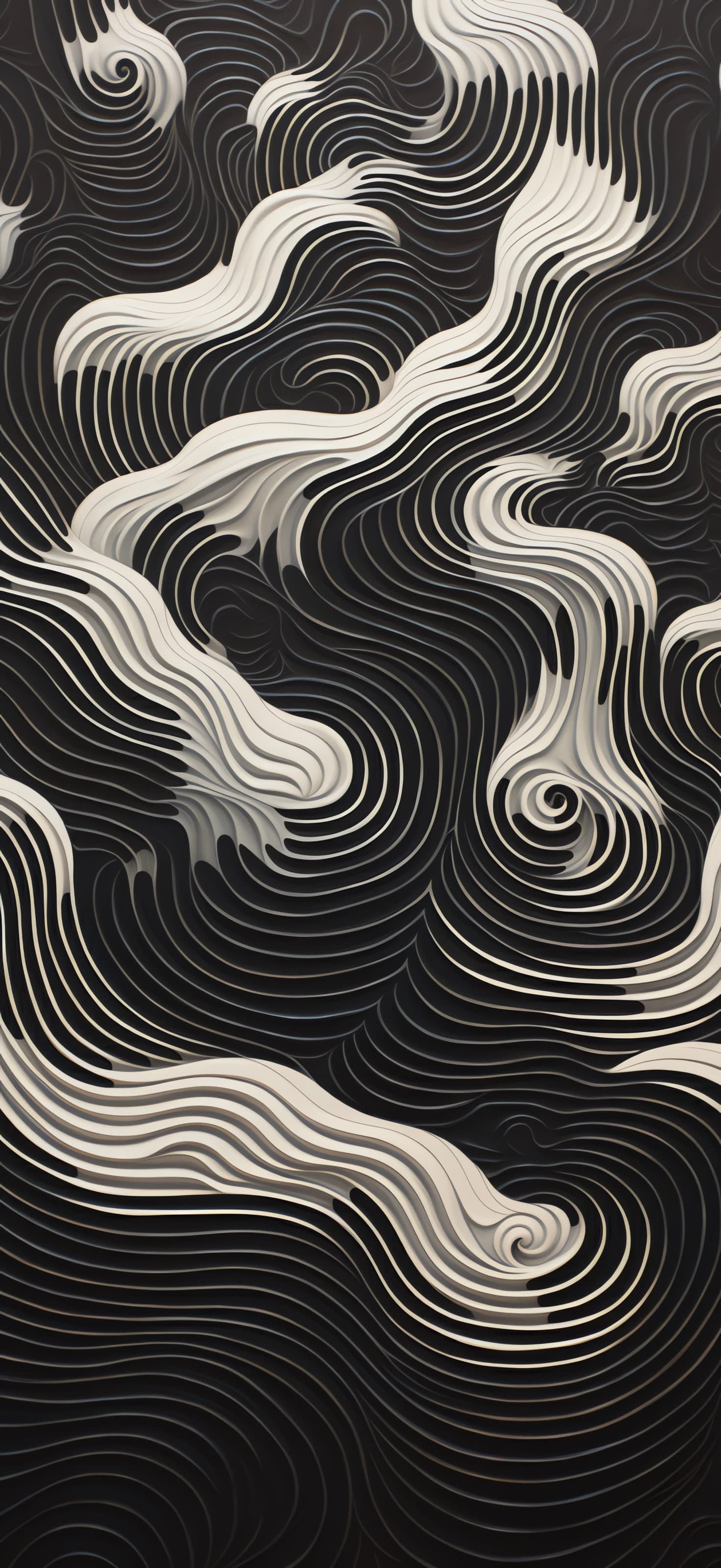 Monochrome Wave Design - free phone wallpaper