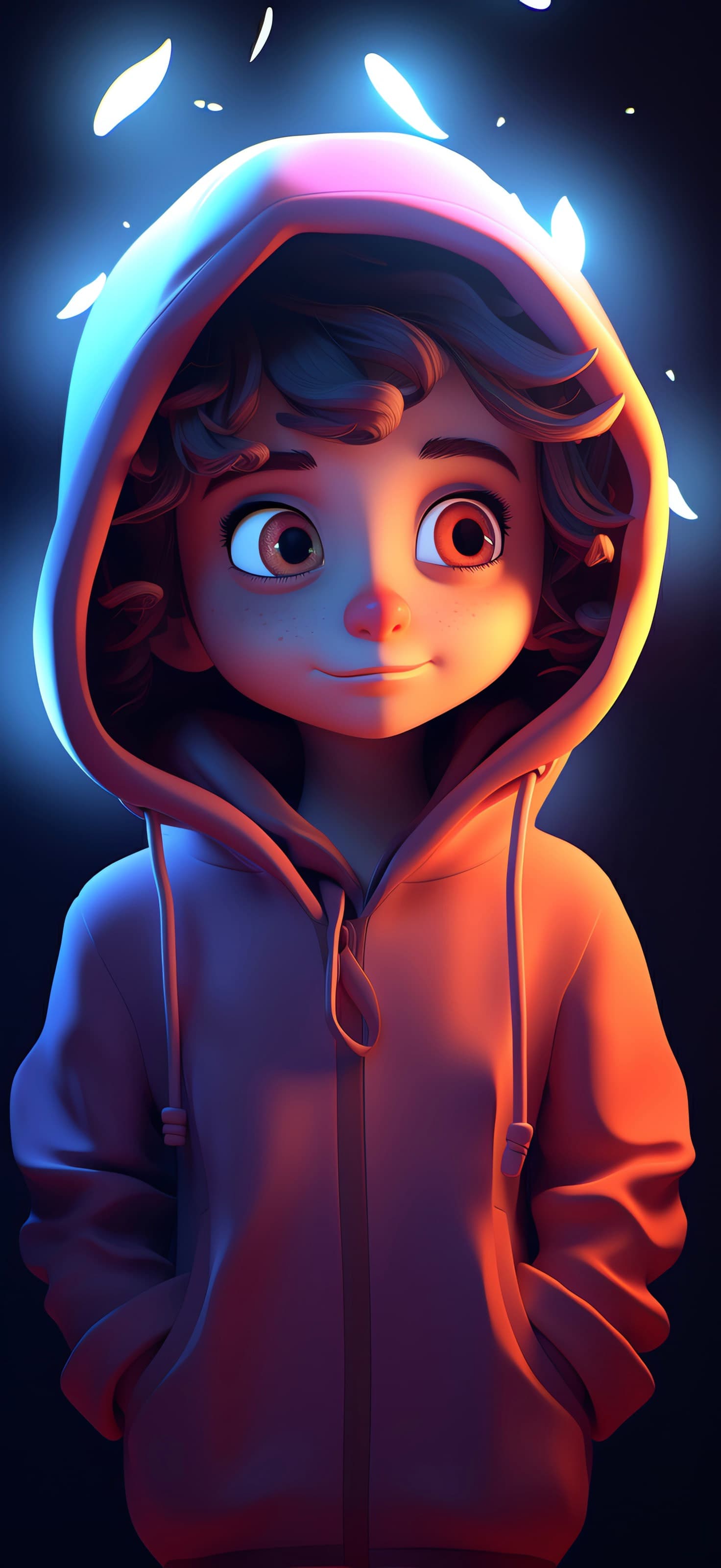Hooded Character Glow - free phone wallpaper