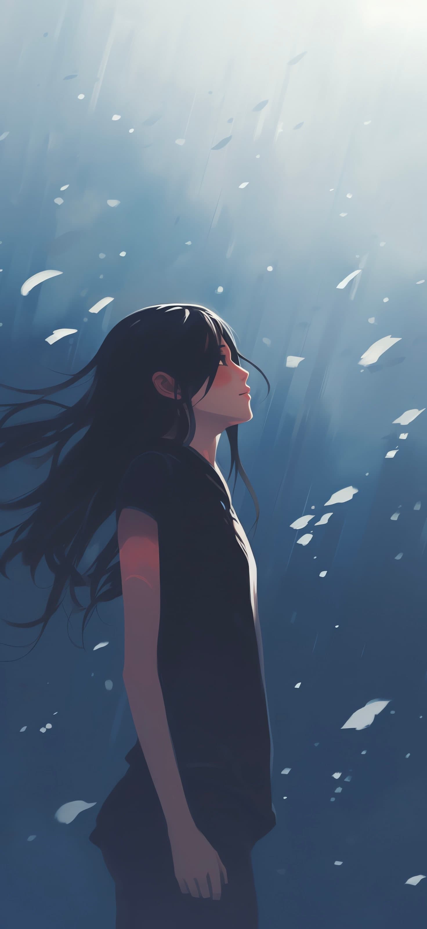 Rainy Anime Day - free phone wallpaper