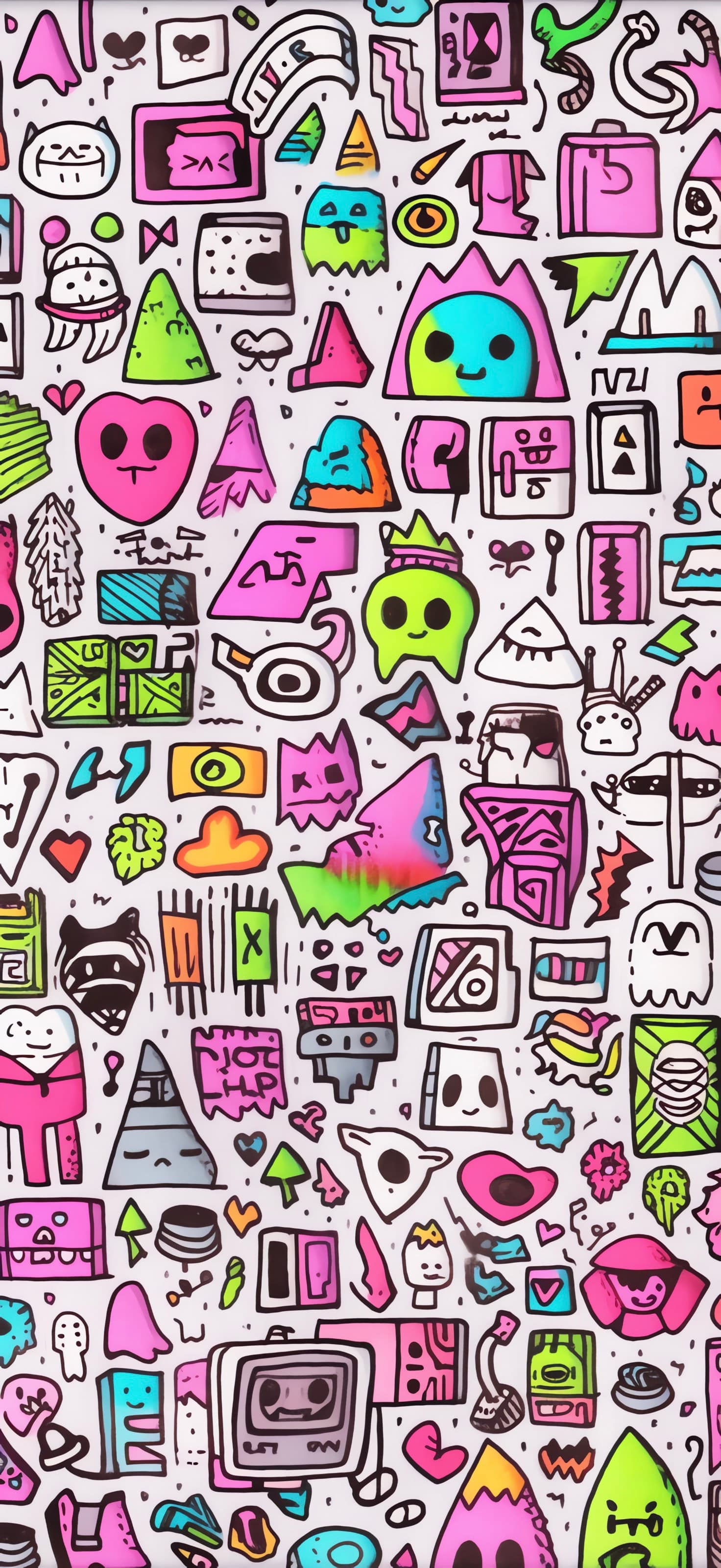 Whimsical Doodle Chaos - free phone wallpaper