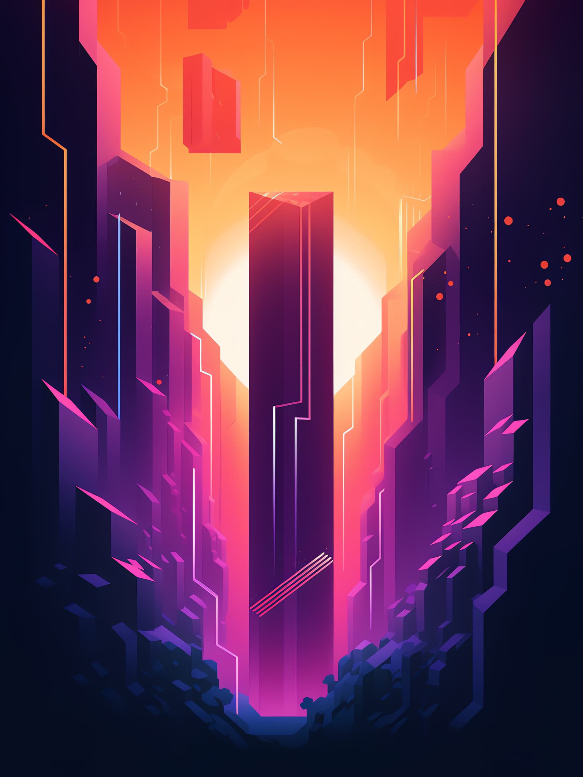 Cyberpunk Cityscape Glow - free phone wallpaper