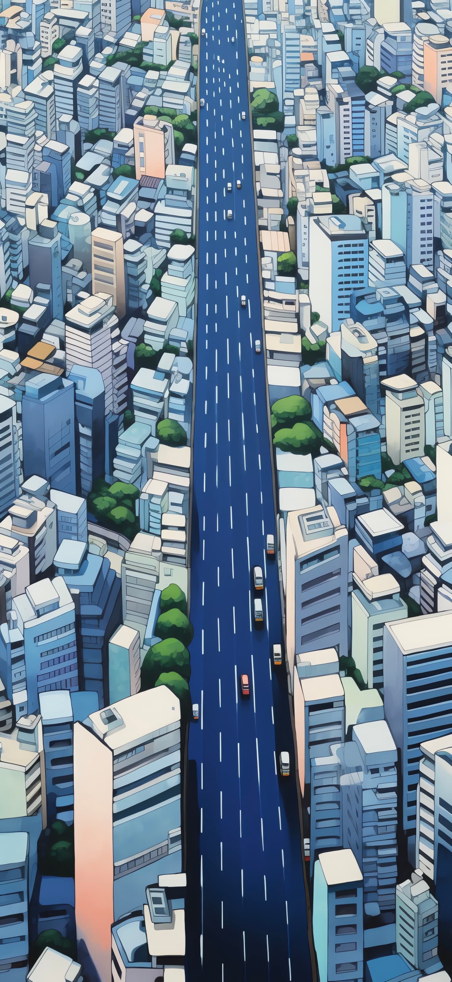 Cityscape Aerial View - free phone wallpaper