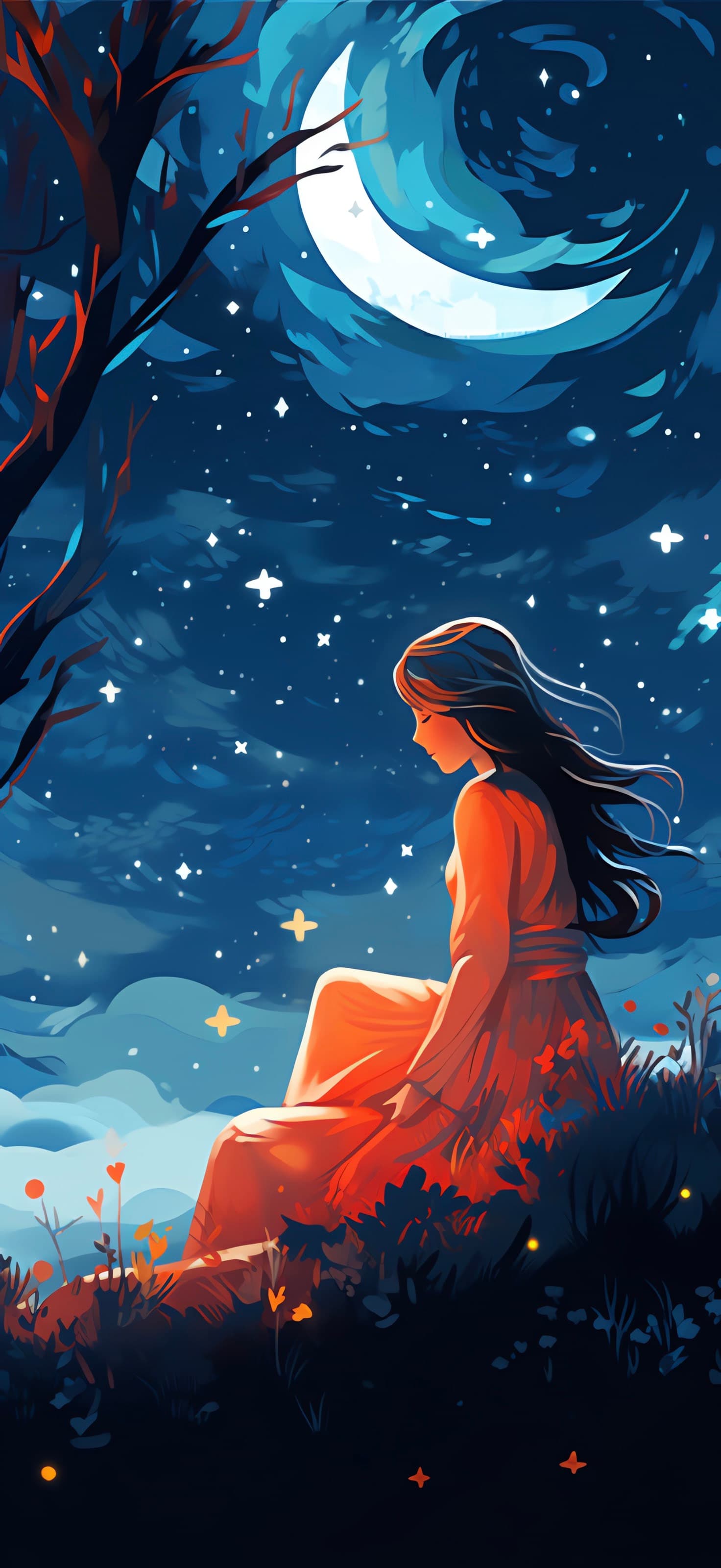 Dreamy Starry Night - free phone wallpaper