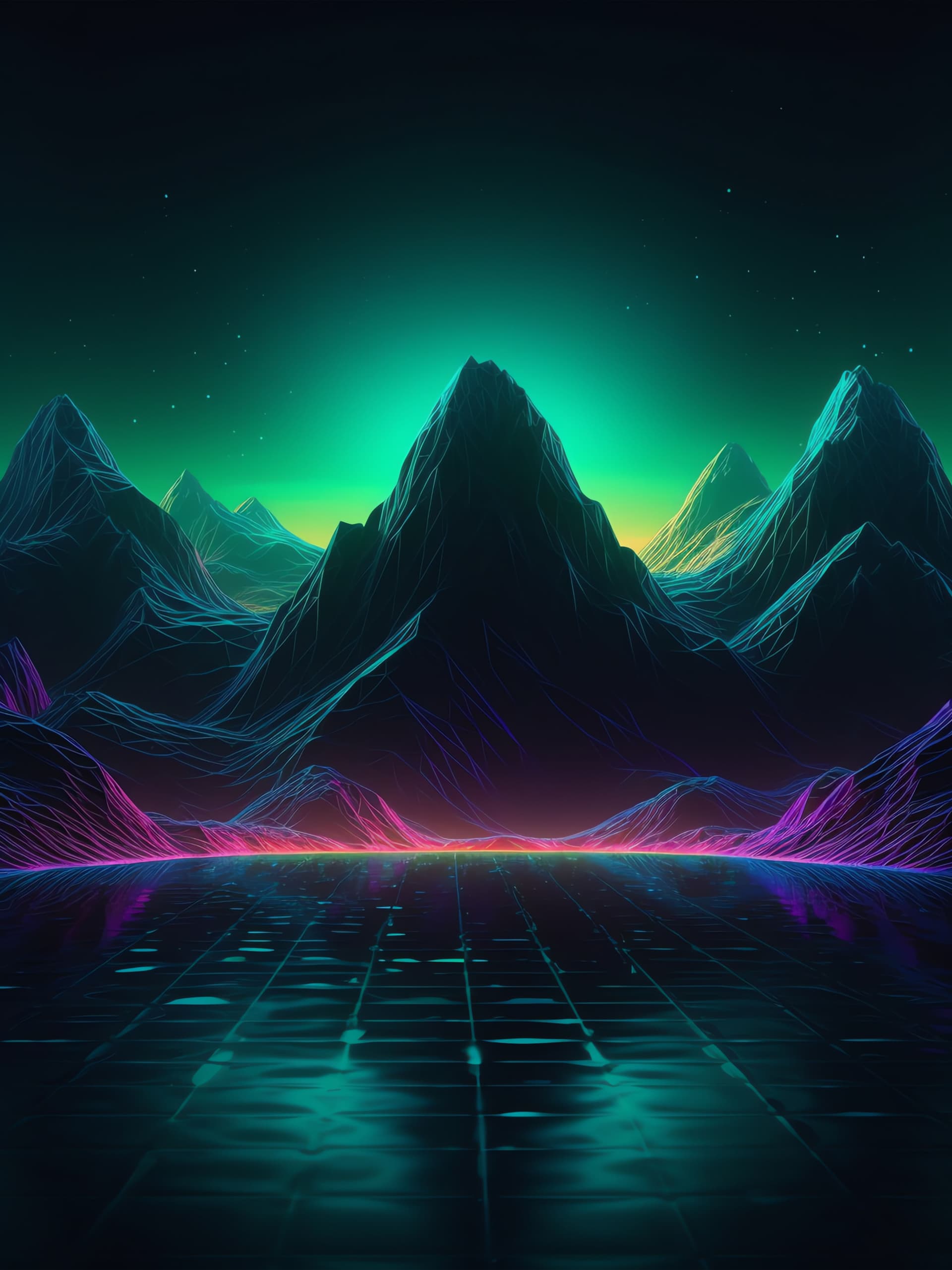 Neon Mountains - free phone wallpaper