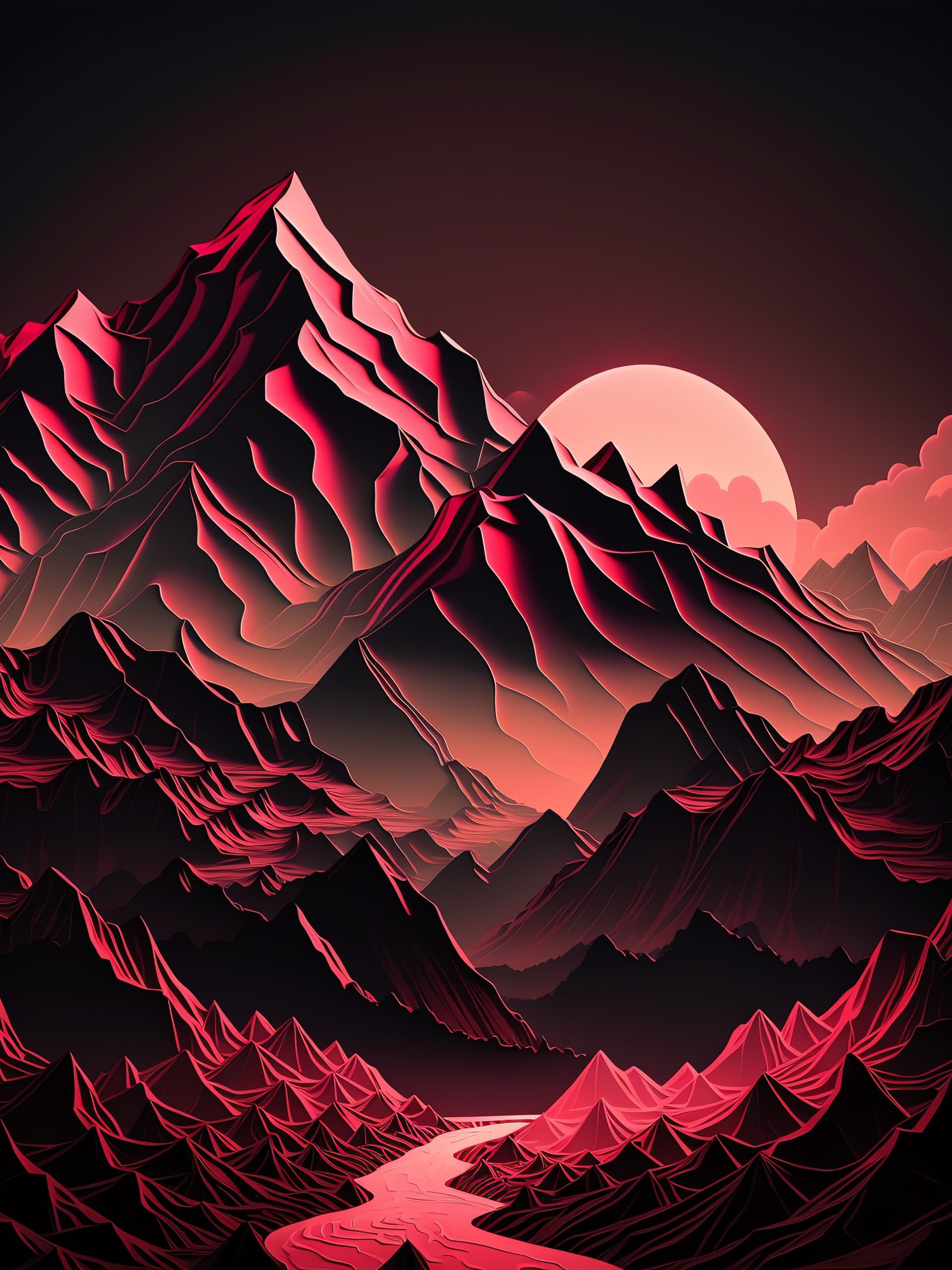Crimson Mountain Range - free phone wallpaper