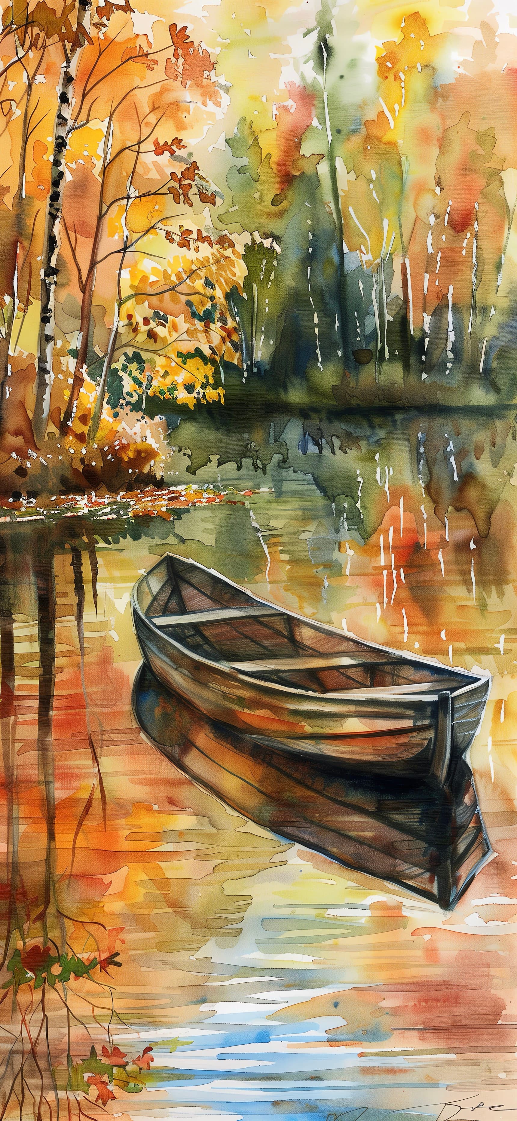 Autumnal Lake Reflection - free phone wallpaper