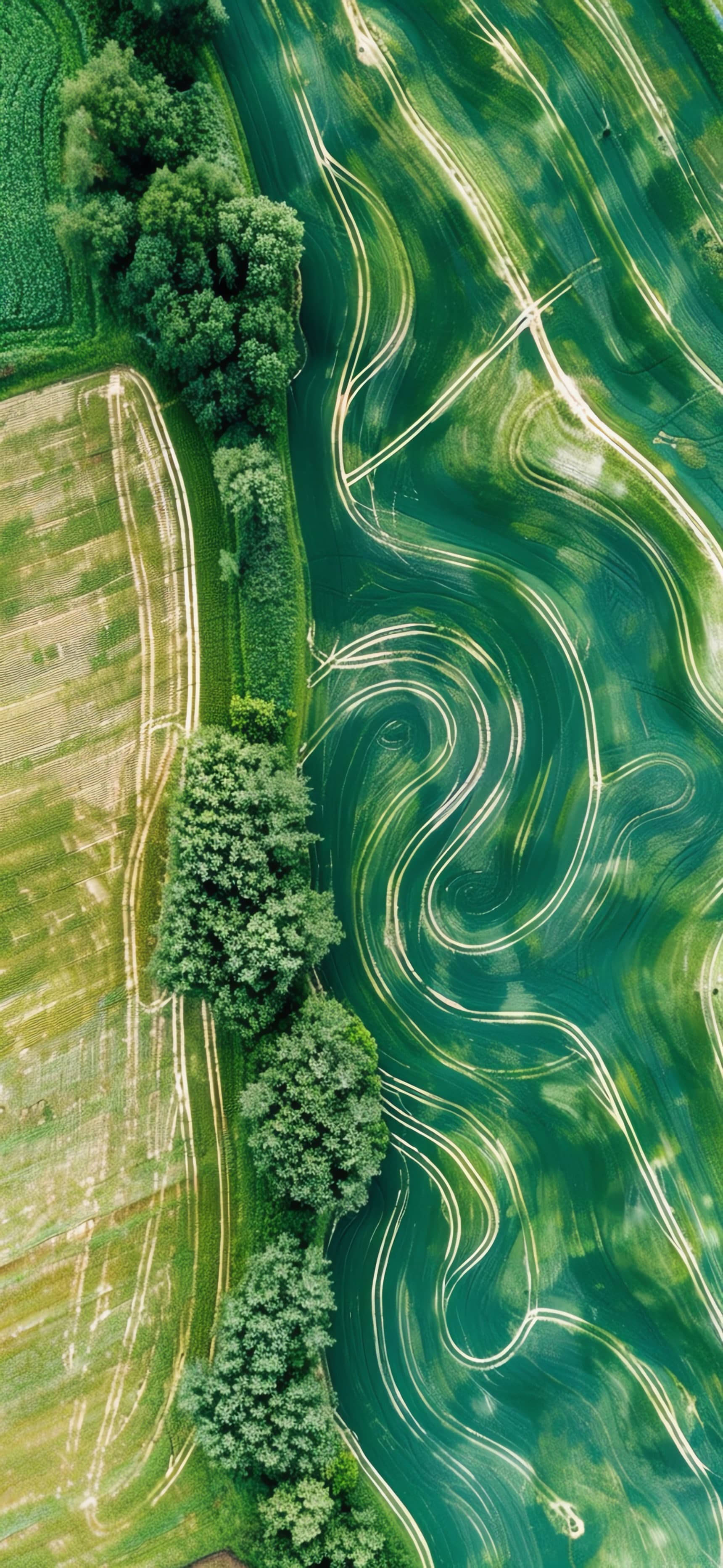 Green Field Swirls - free phone wallpaper
