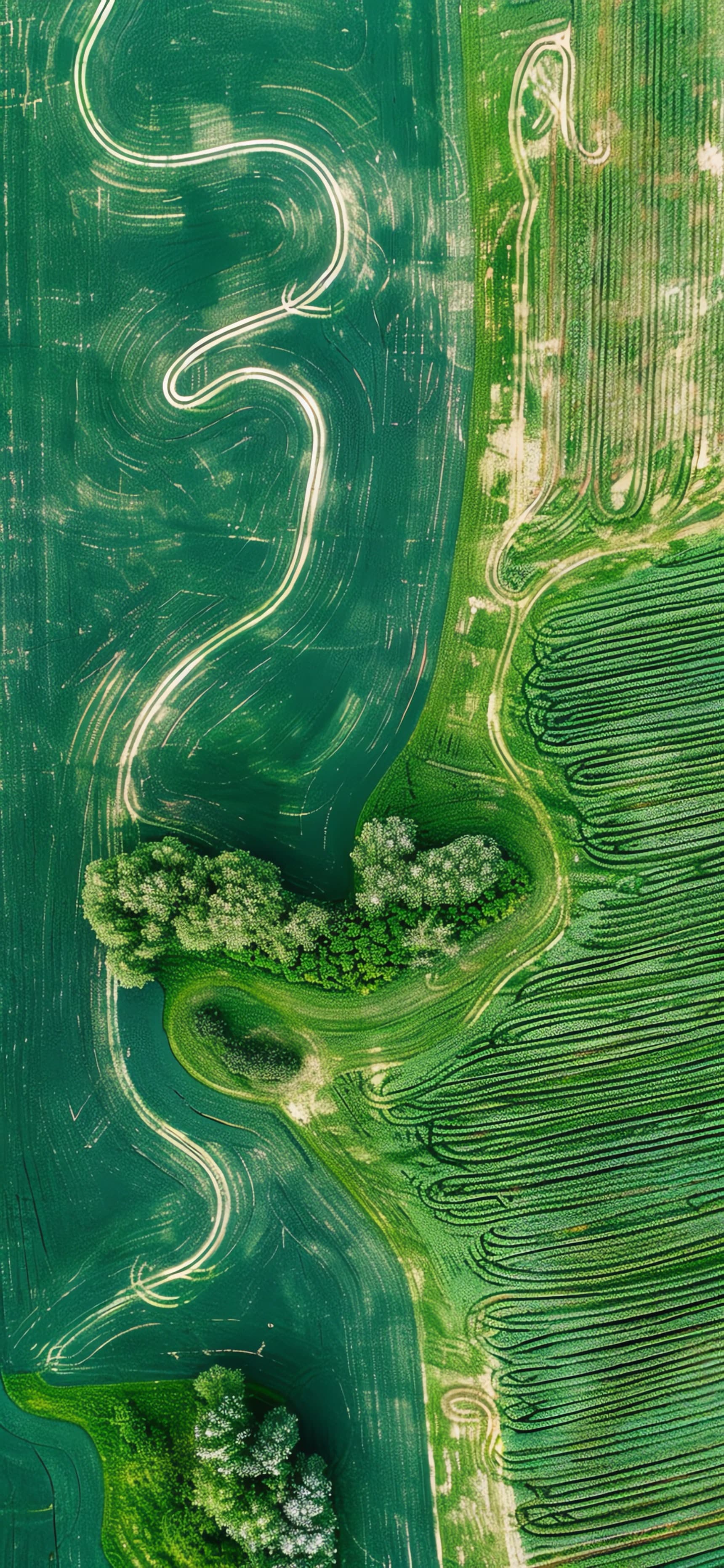Aerial Green Maze - free phone wallpaper