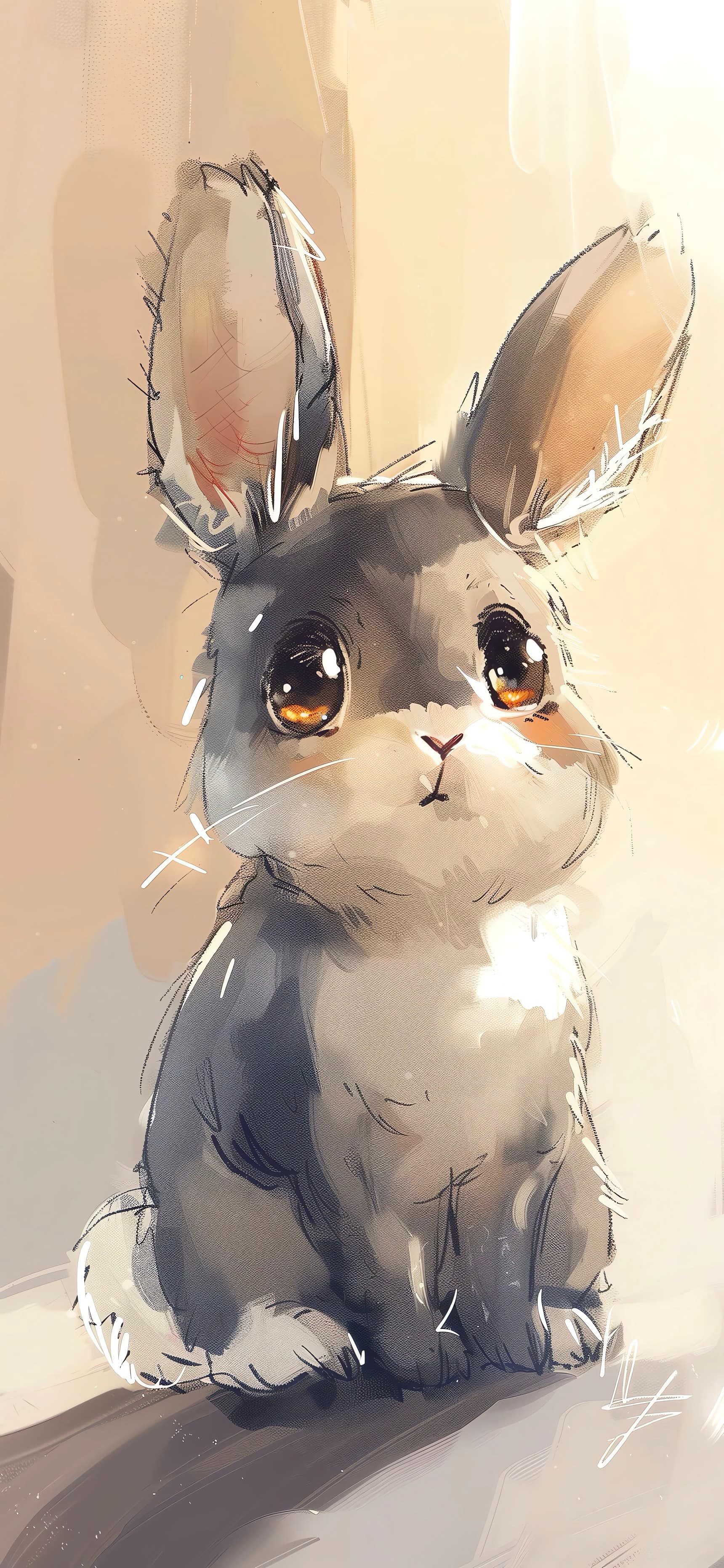 Cute Bunny Portrait - free phone wallpaper