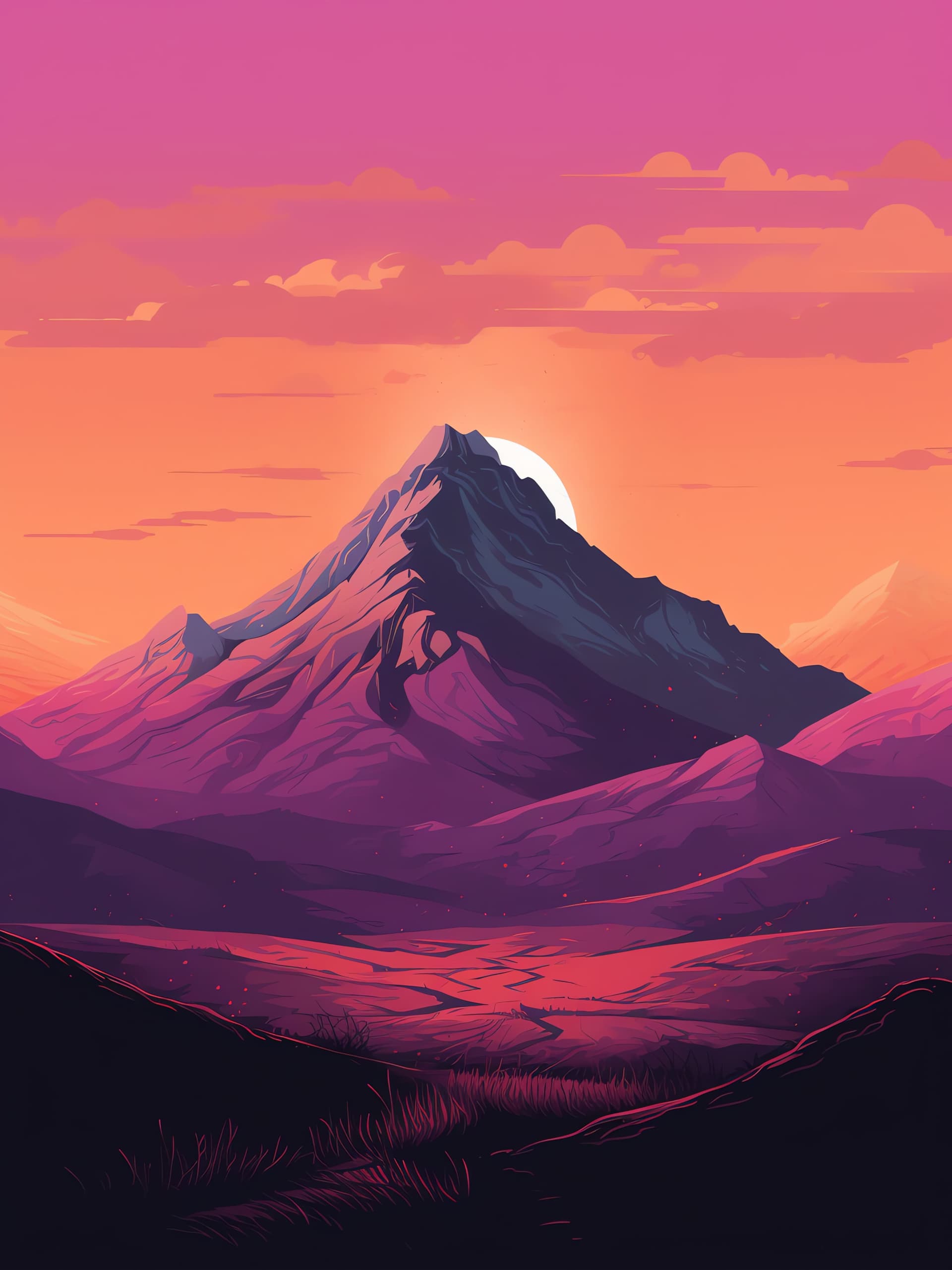 Magenta Mountain Sunset - free phone wallpaper