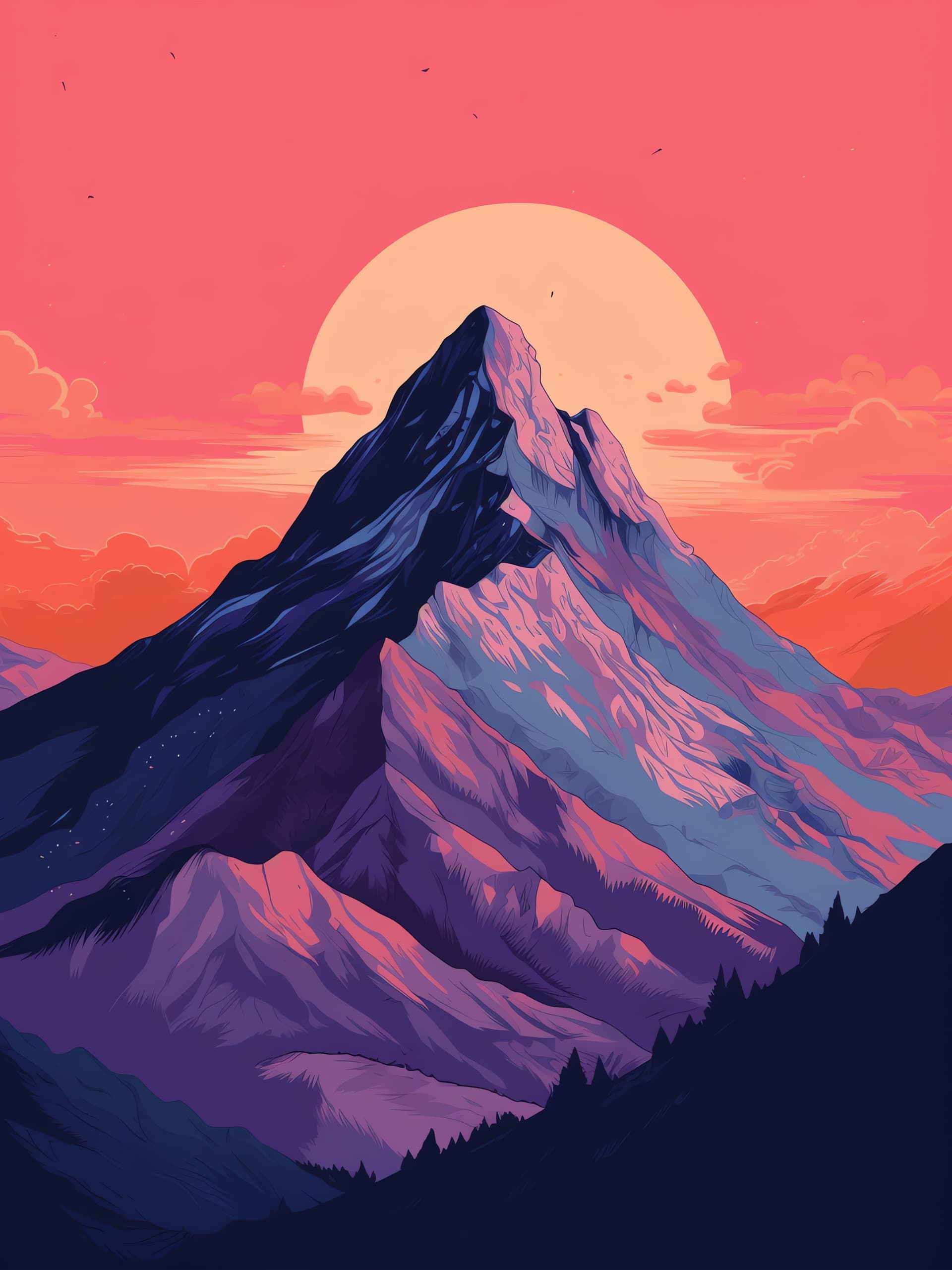 Mountain Sunset - free phone wallpaper