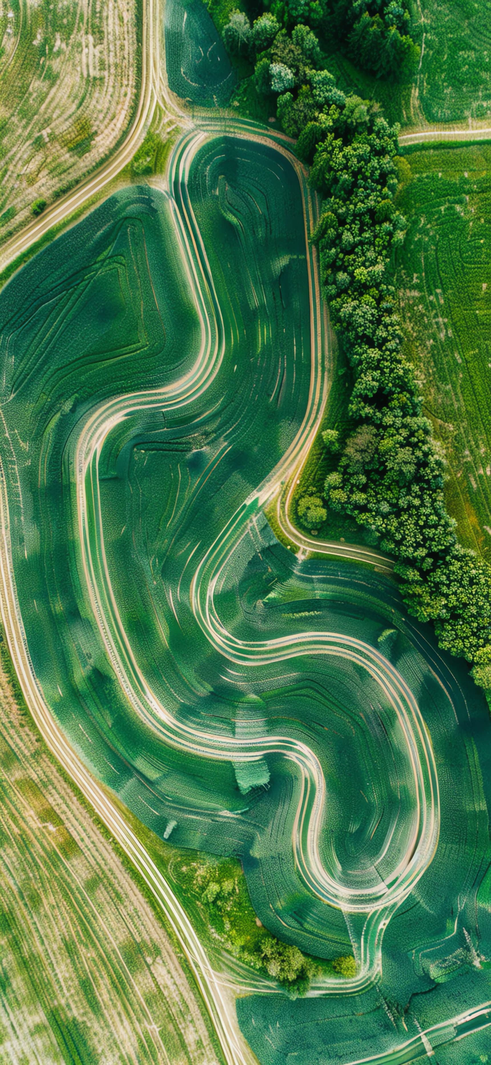 Aerial Green Fields - free phone wallpaper
