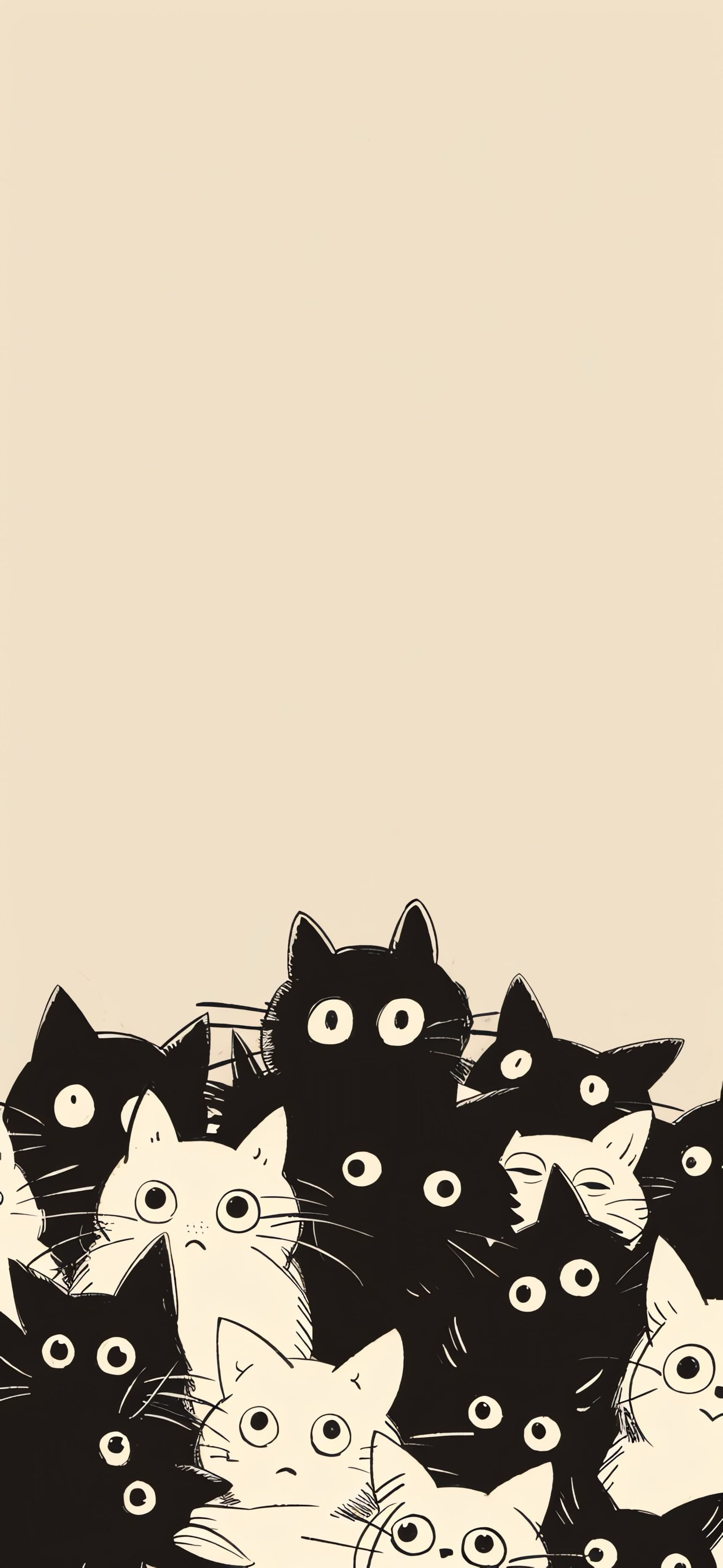 Cartoon Cat Crowd - free phone wallpaper