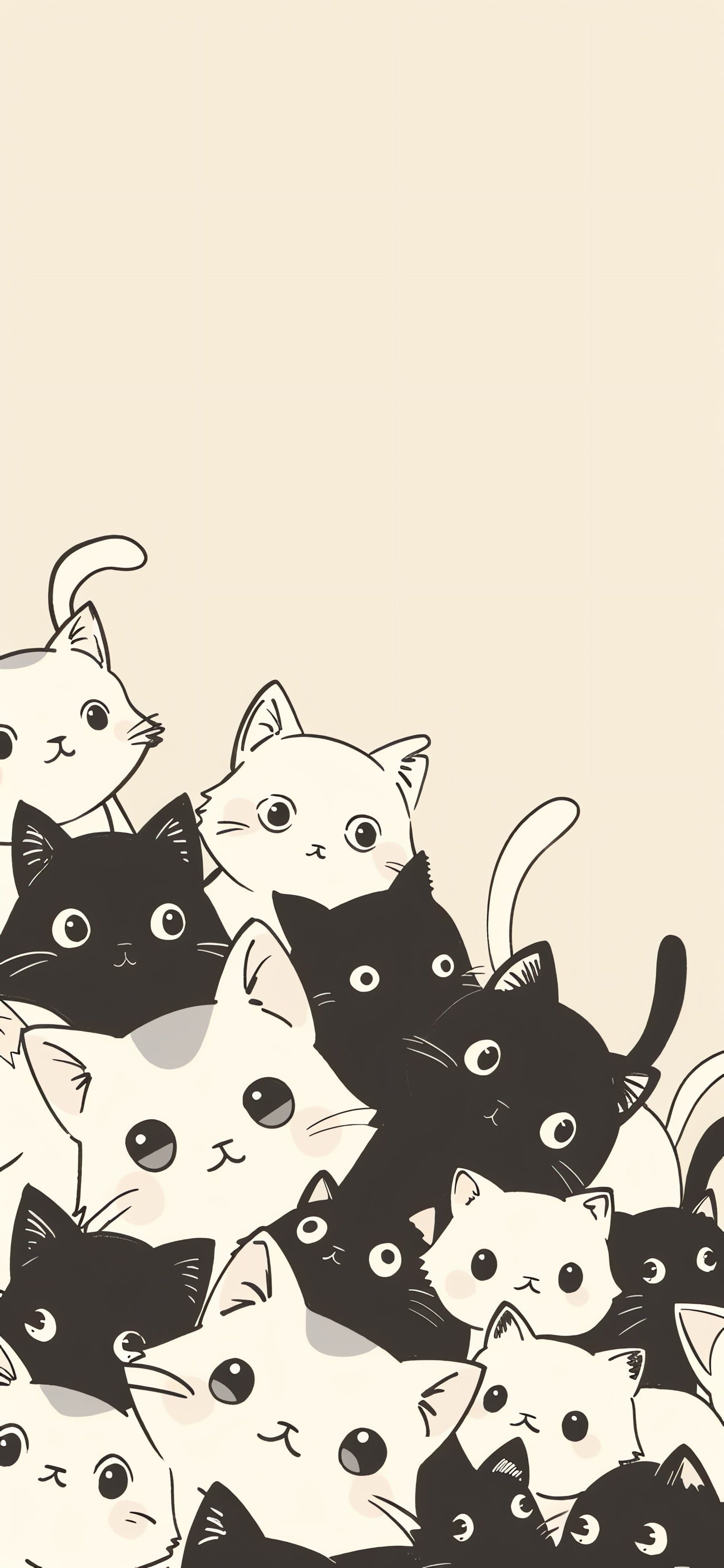 Cartoon Cat Pile - free phone wallpaper