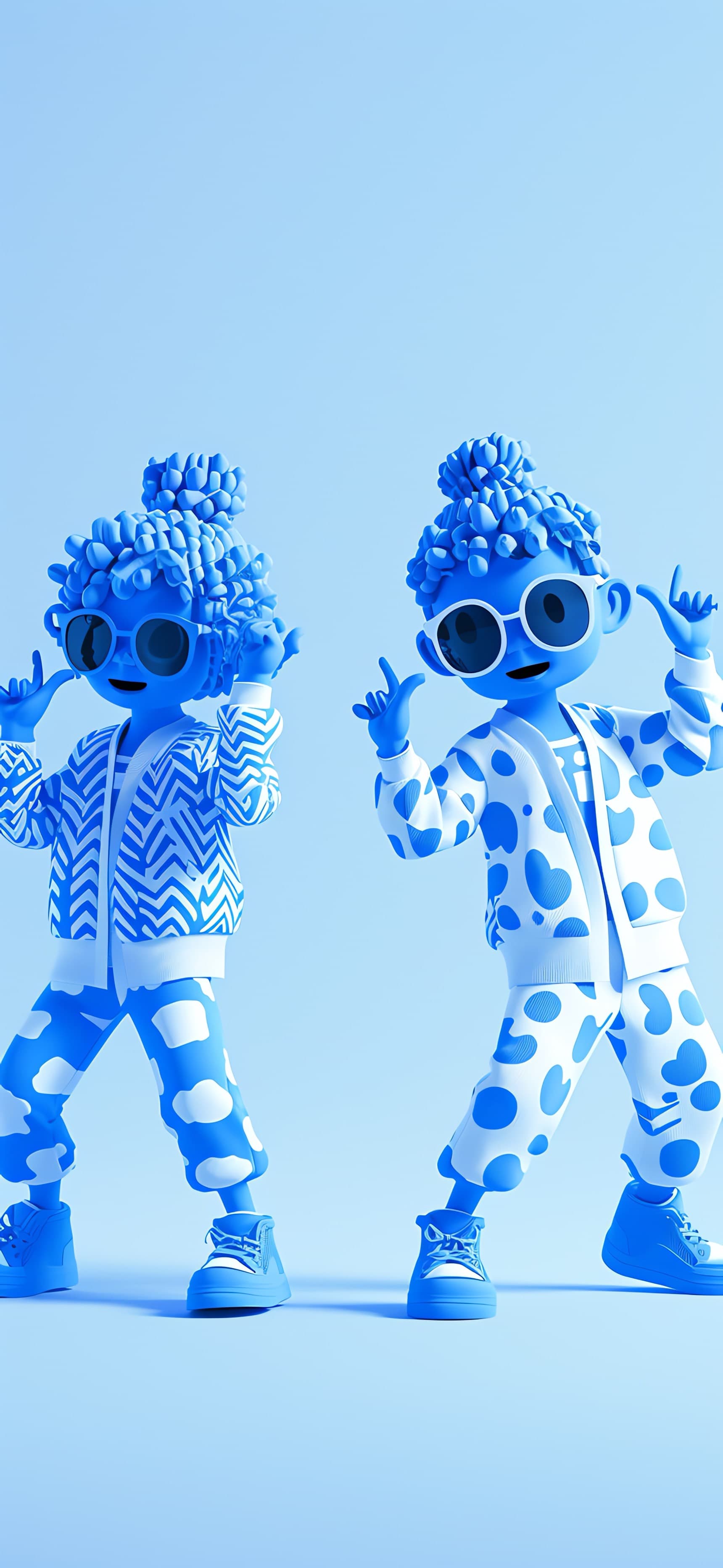 Dancing Blue Friends - free phone wallpaper