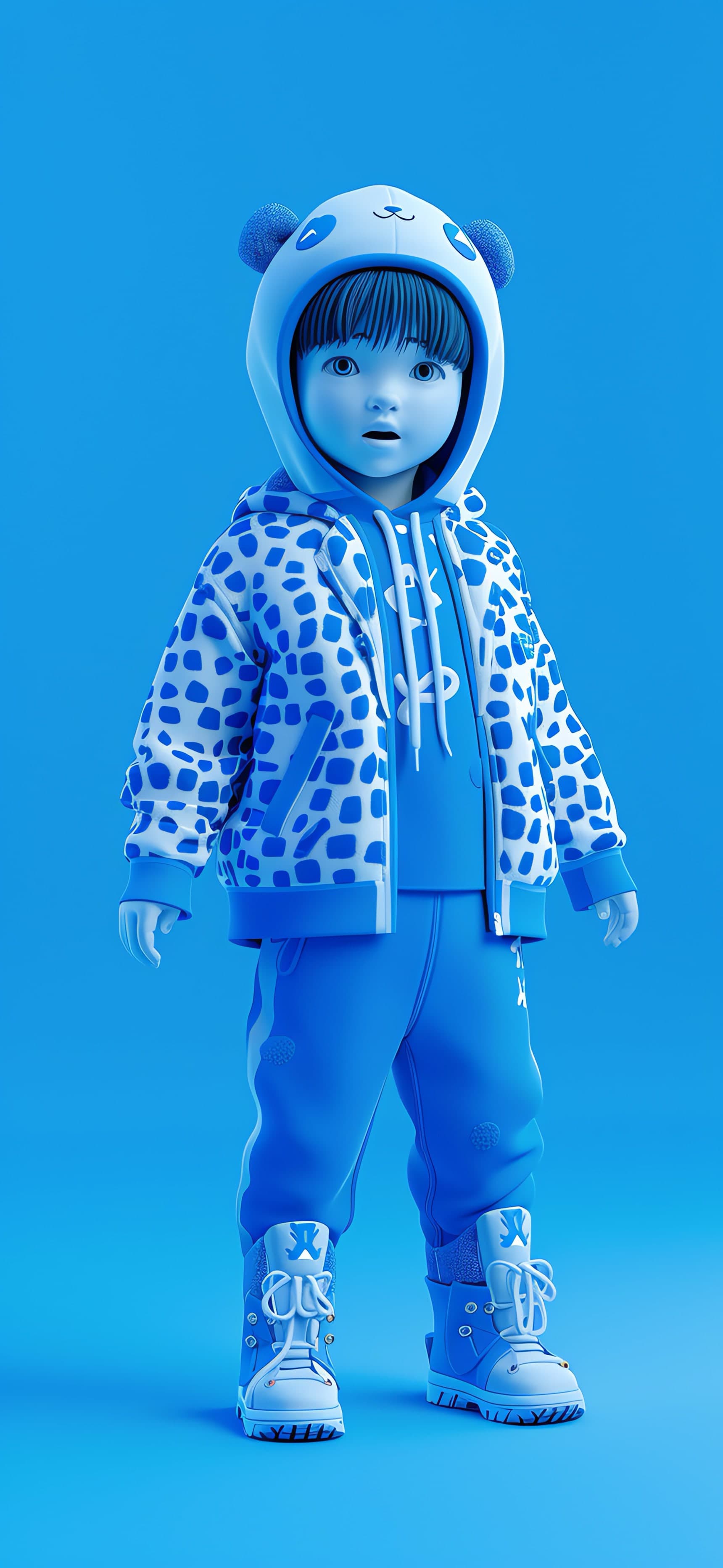 Blue Panda Kid - free phone wallpaper