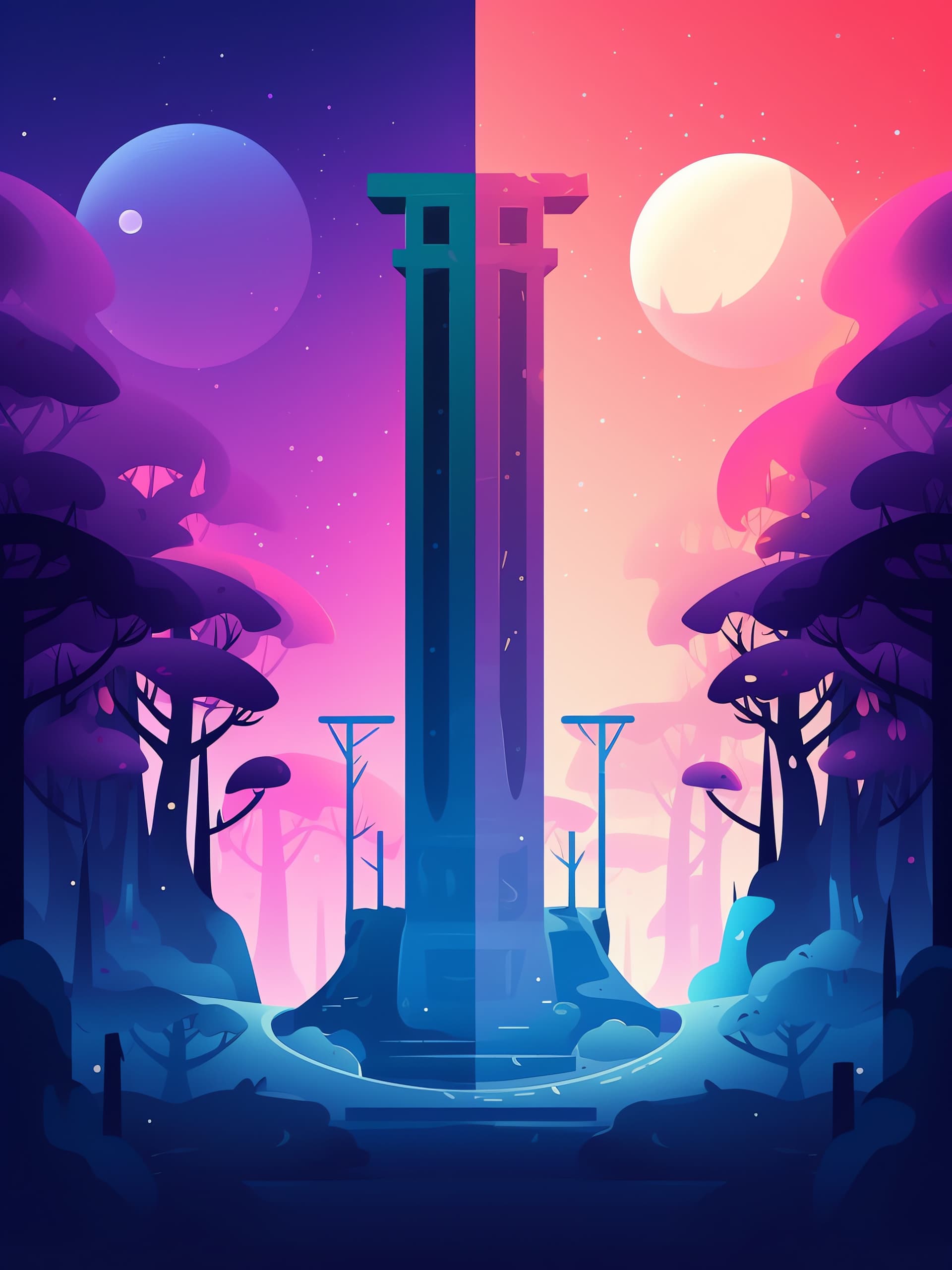 Divided Alien Landscape - free phone wallpaper