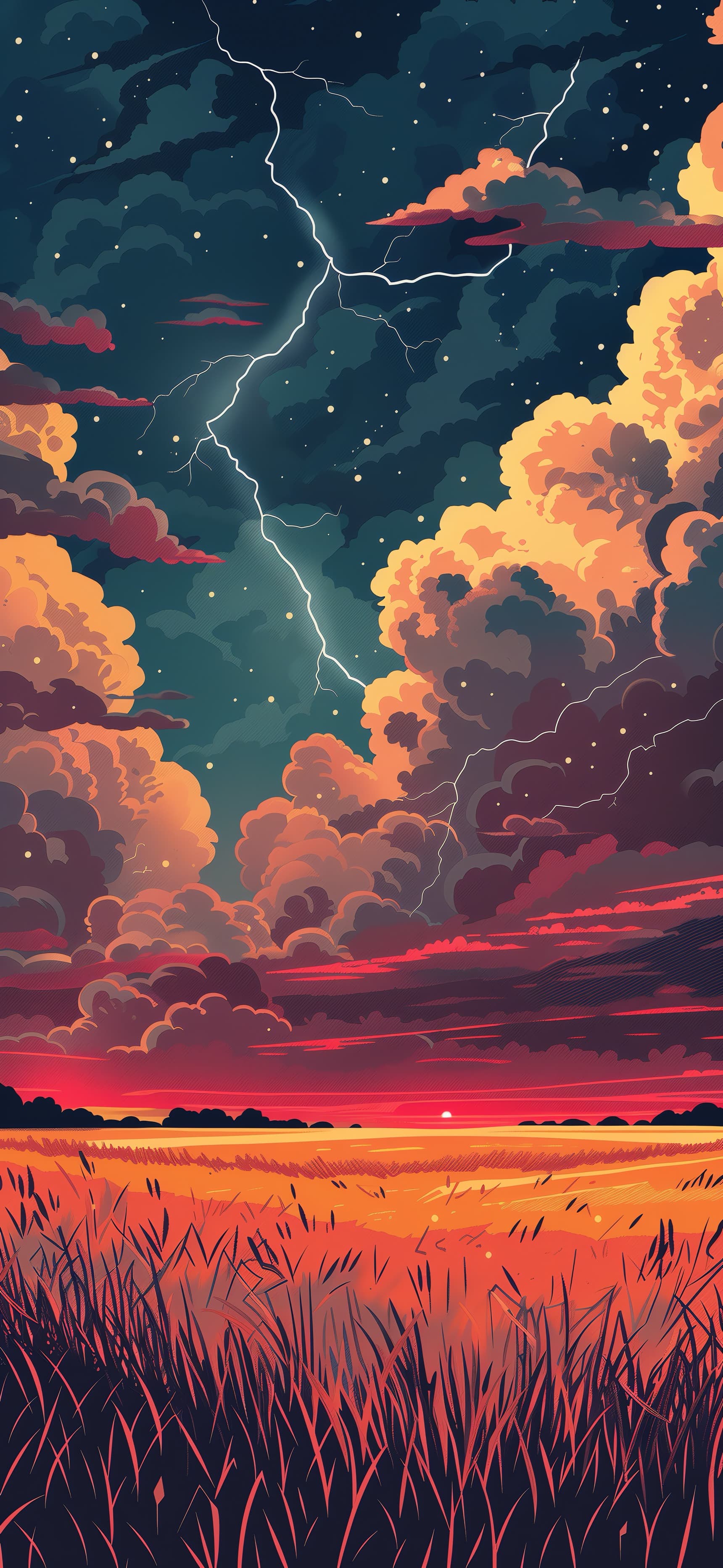 Stormy Sky Field - free phone wallpaper
