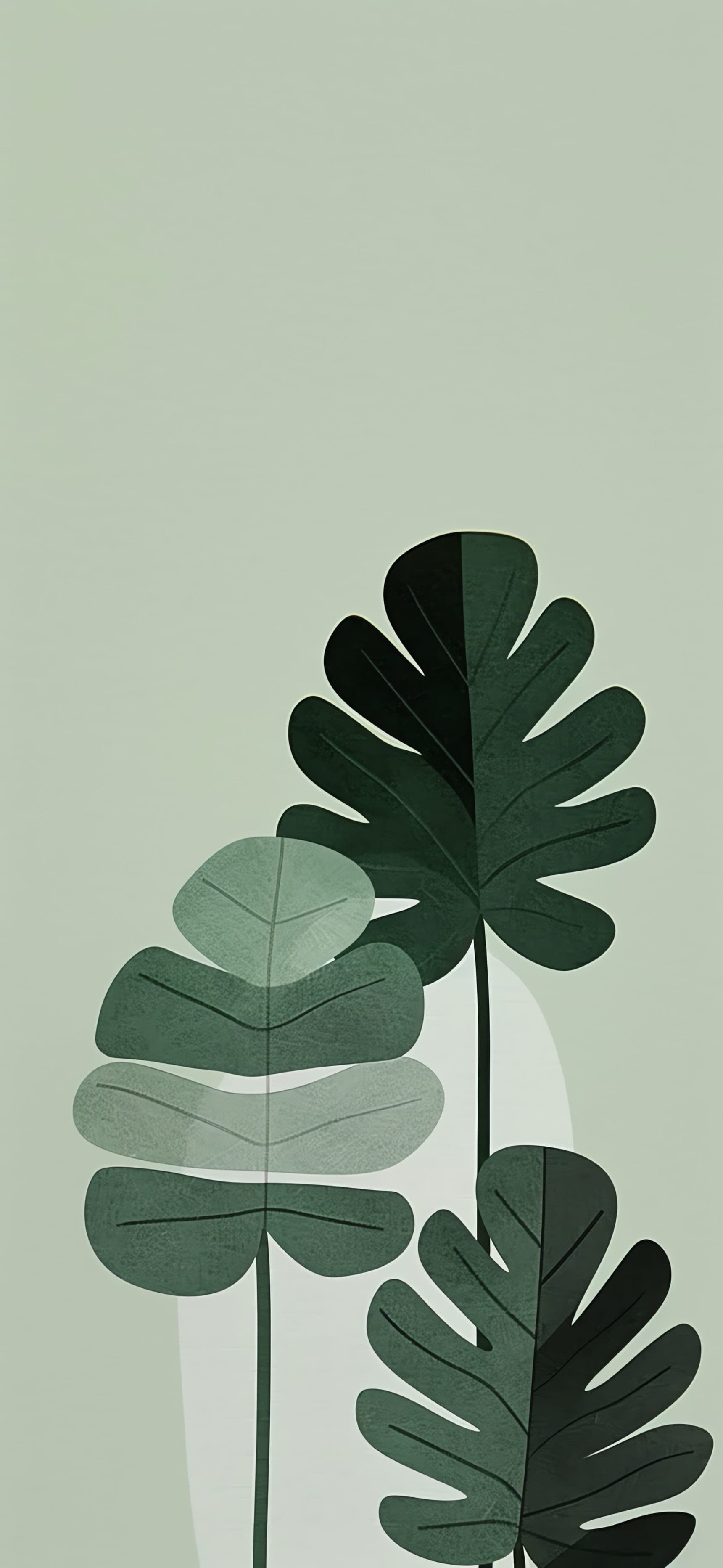 Minimalist Green Leaves - free phone wallpaper