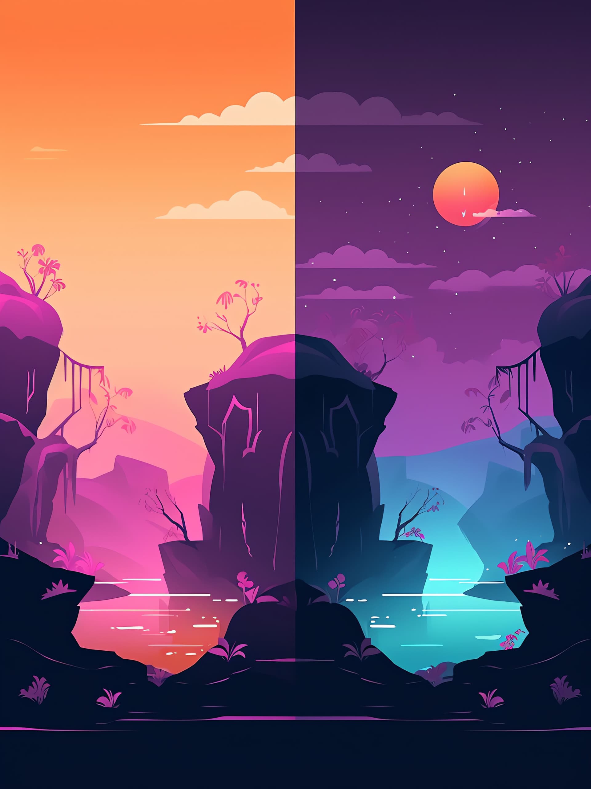 Split Landscape - free phone wallpaper