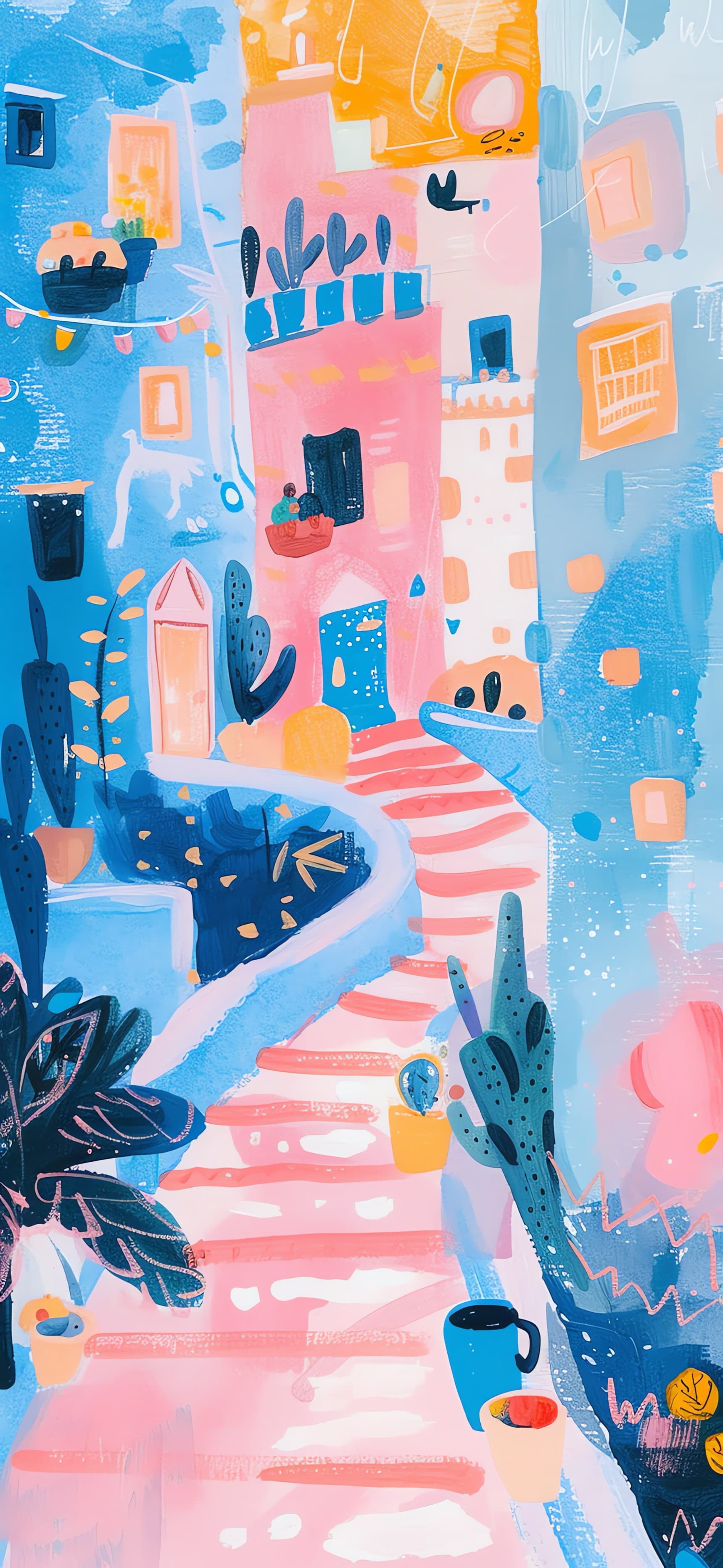 Vibrant Town Scene - free phone wallpaper