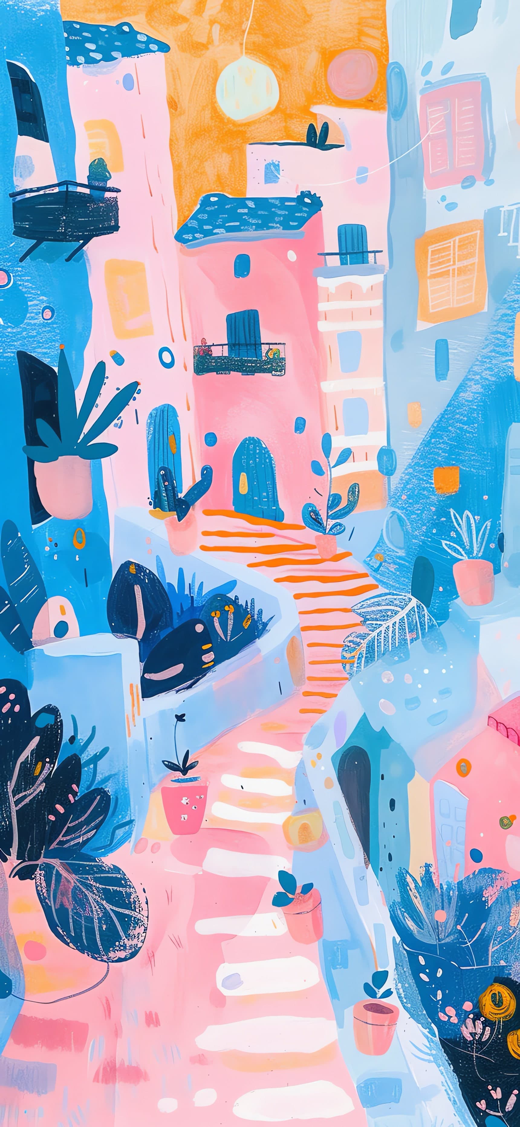 Colorful Townscape Art - free phone wallpaper