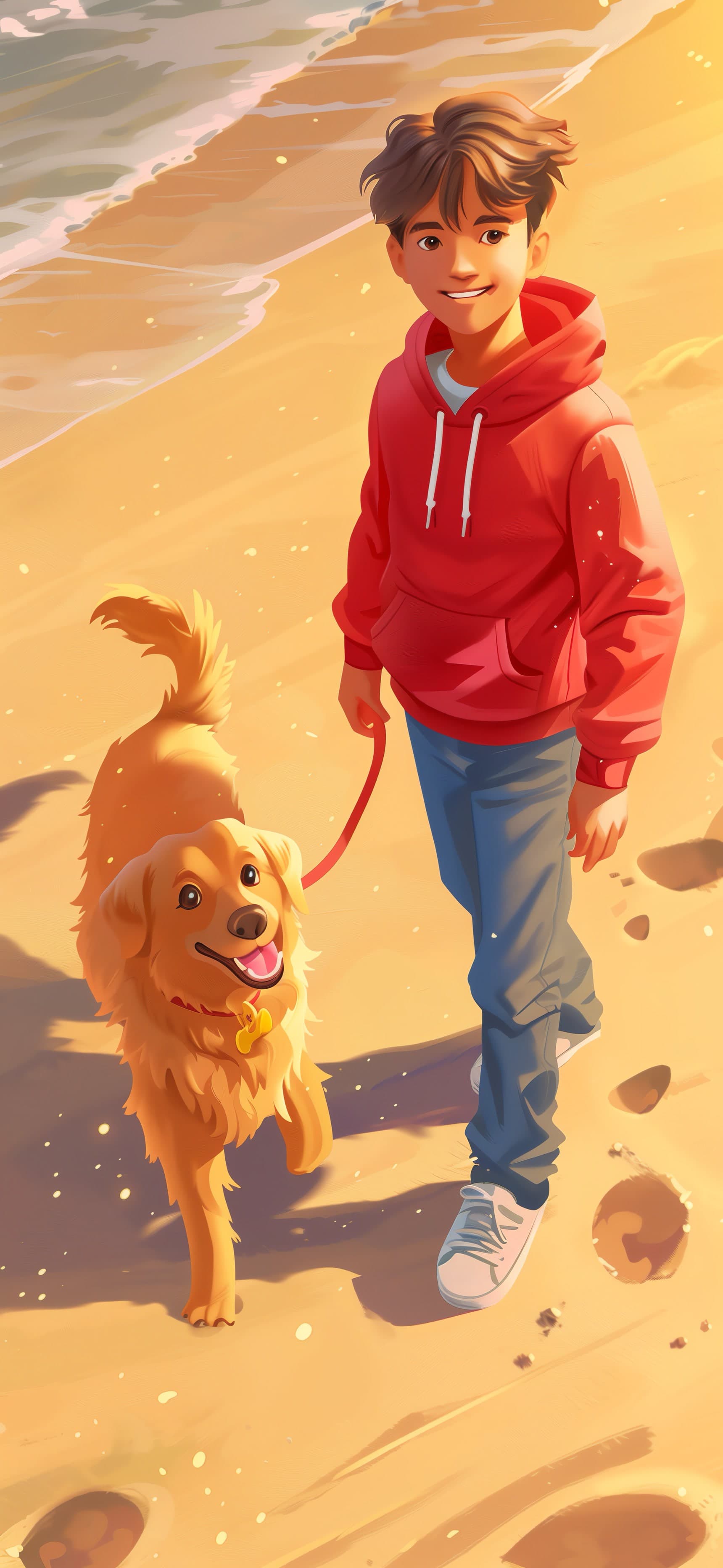 Beachside Joy Walk - free phone wallpaper