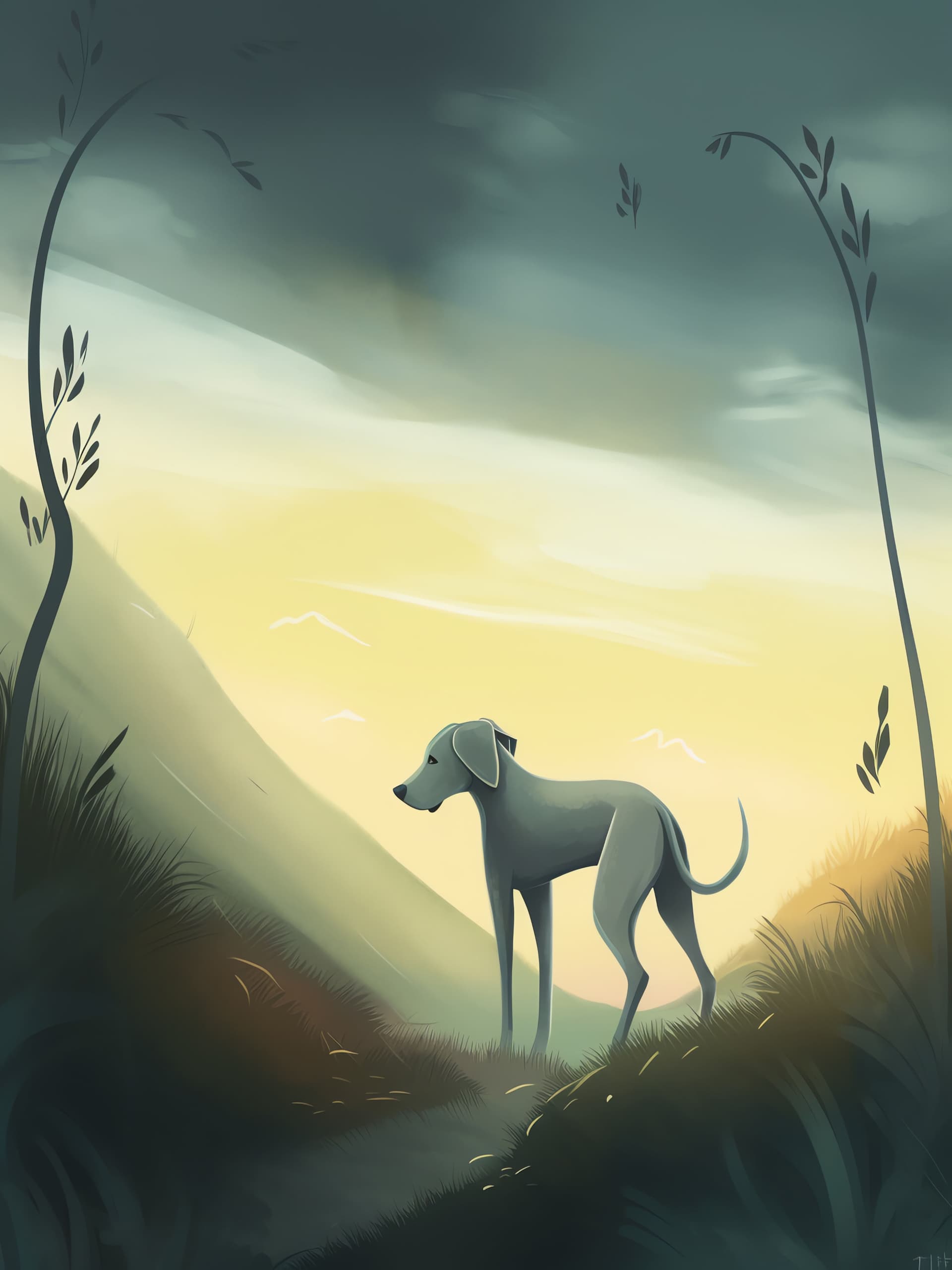 Contemplative Canine Vista - free phone wallpaper