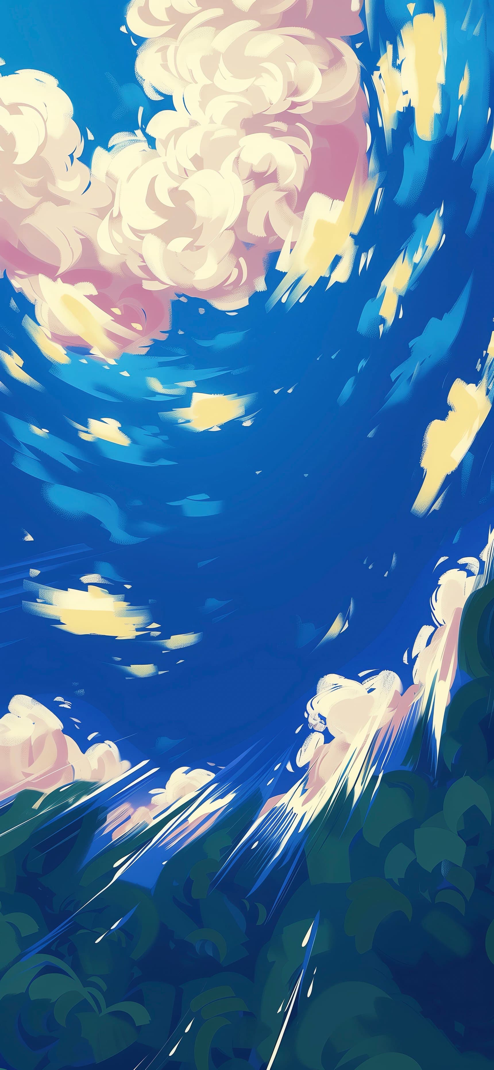 Blue Wind and Cotton Clouds - free phone wallpaper