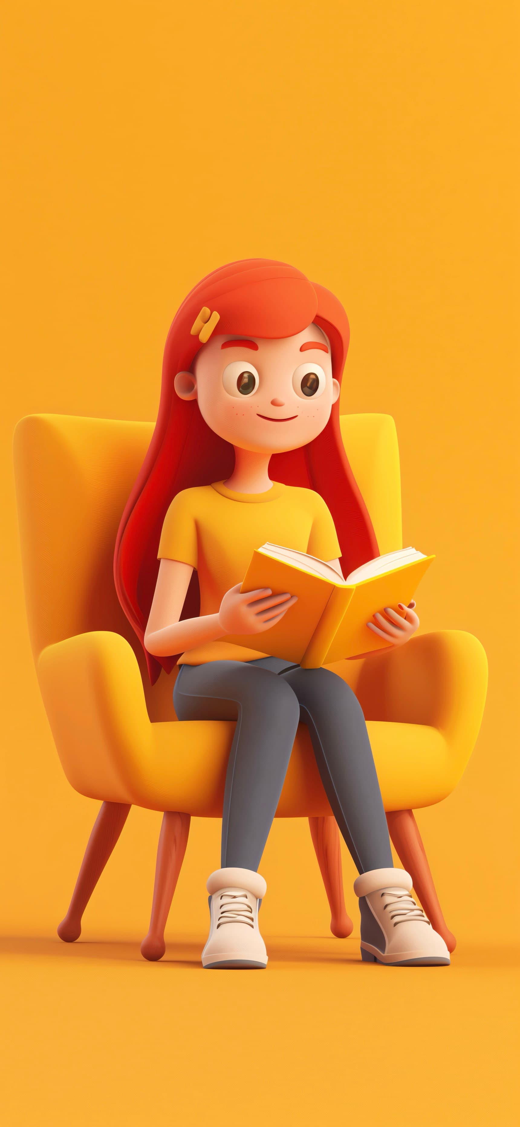 Orange Reading Time - free phone wallpaper