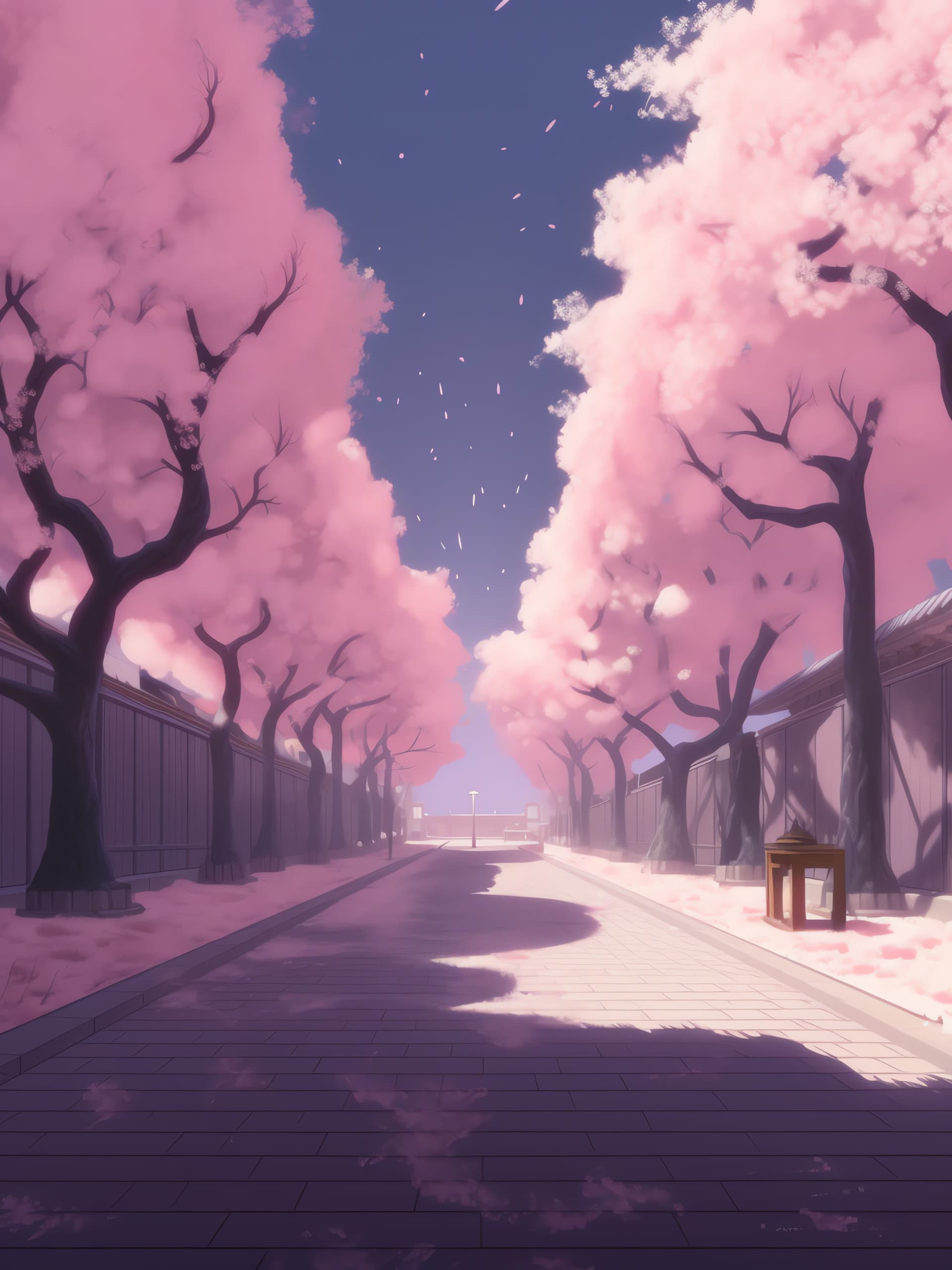 Cherry Blossom Path - free phone wallpaper