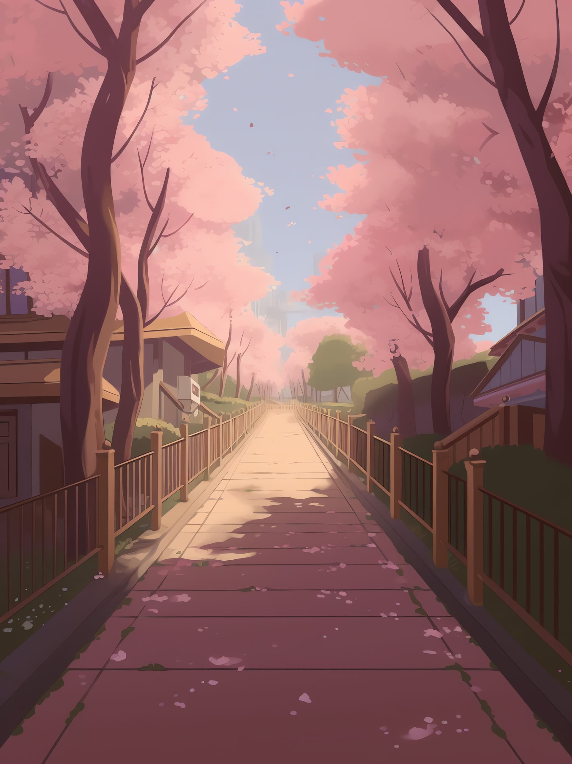 Cherry Blossom Path - free phone wallpaper