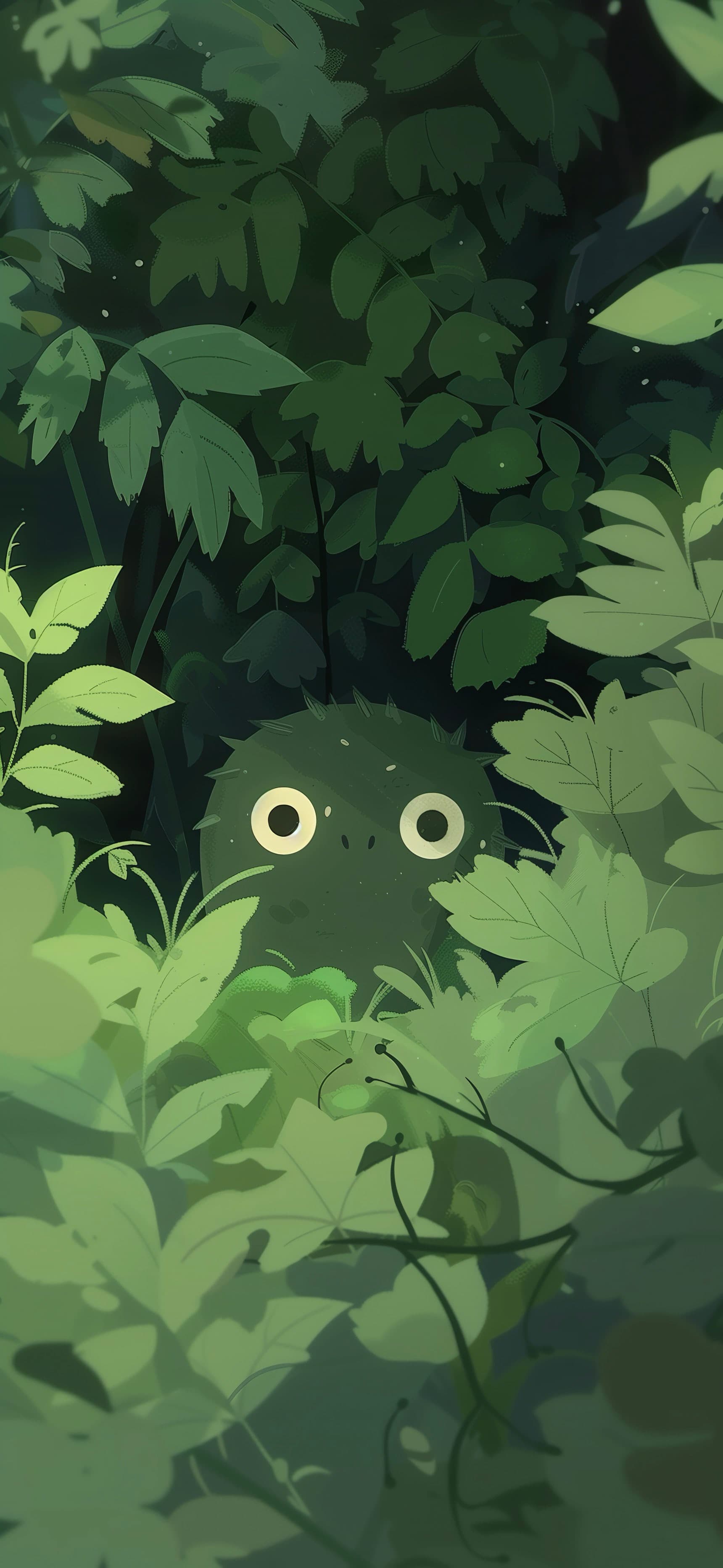 Cartoon Eyes in Green Jungle - free phone wallpaper