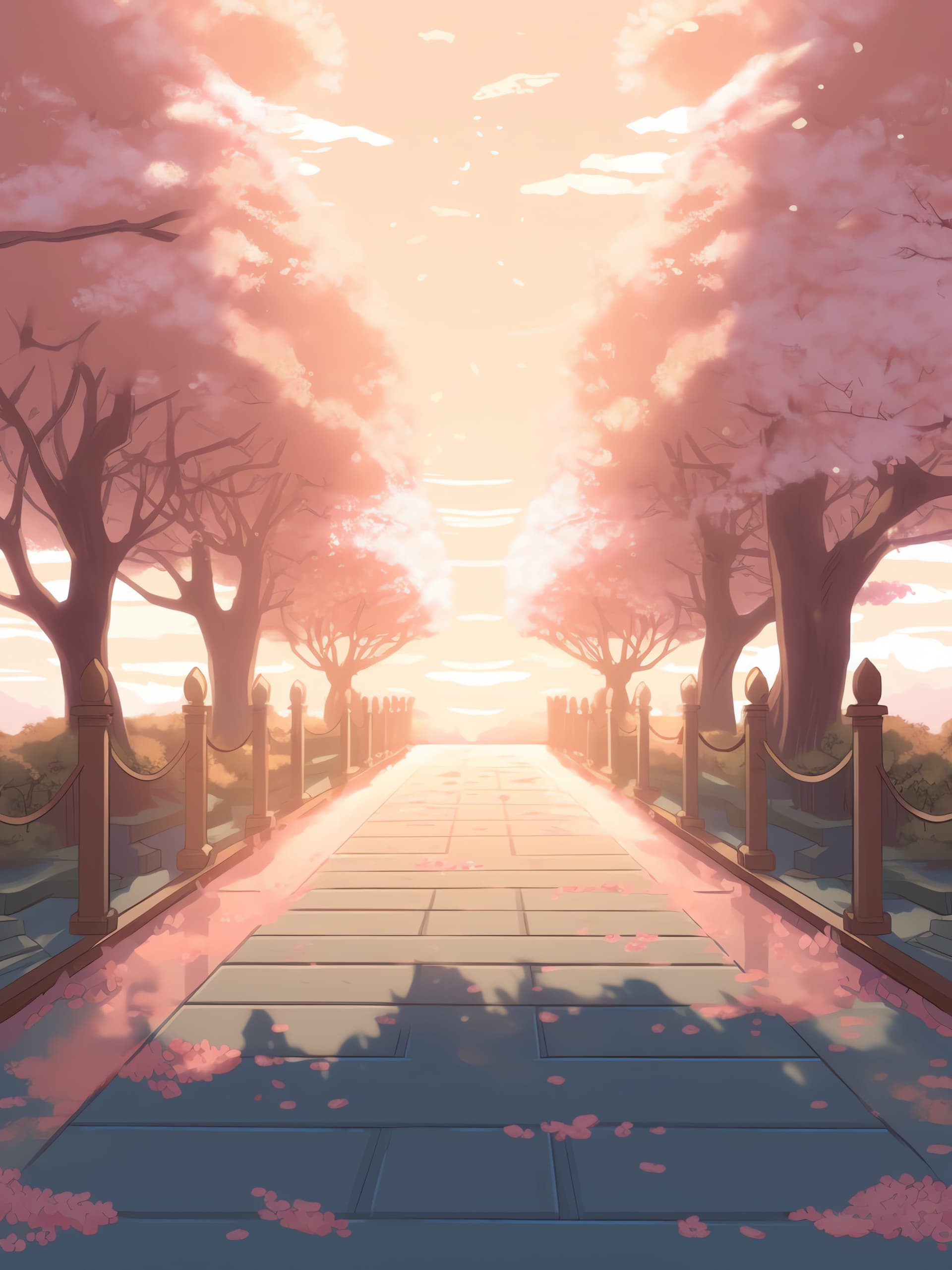 Cherry Blossom Path - free phone wallpaper