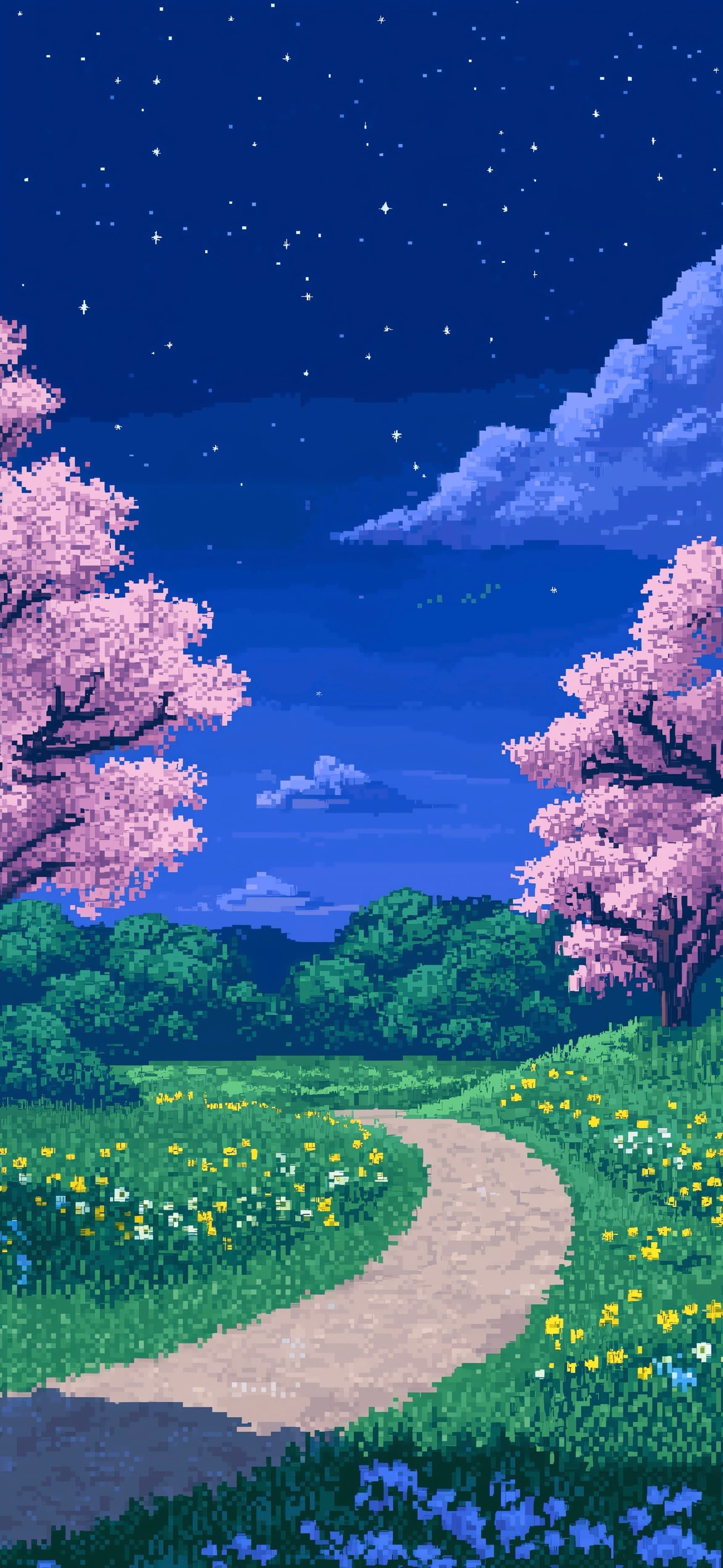 Pixel Bloom Trail - free phone wallpaper