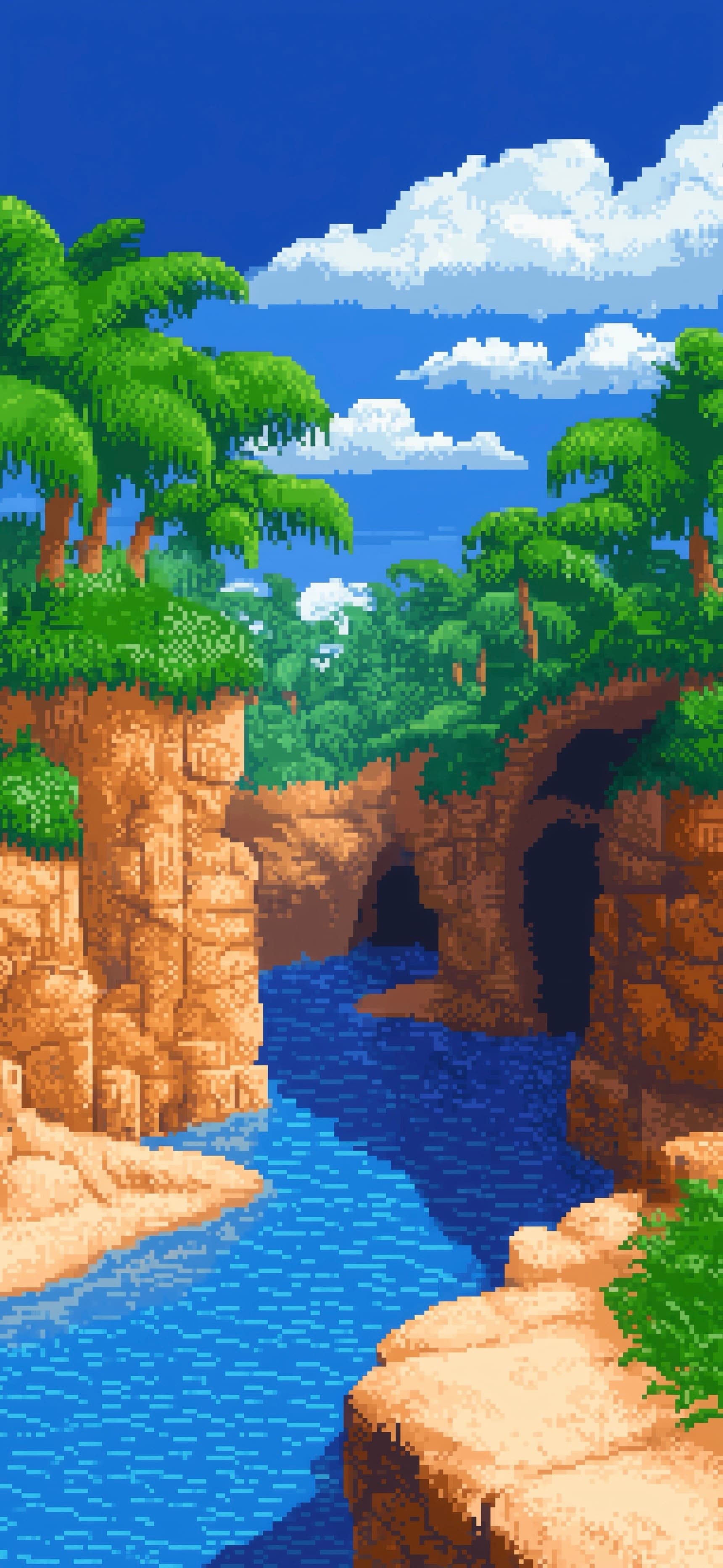 Pixel Canyon River - free phone wallpaper