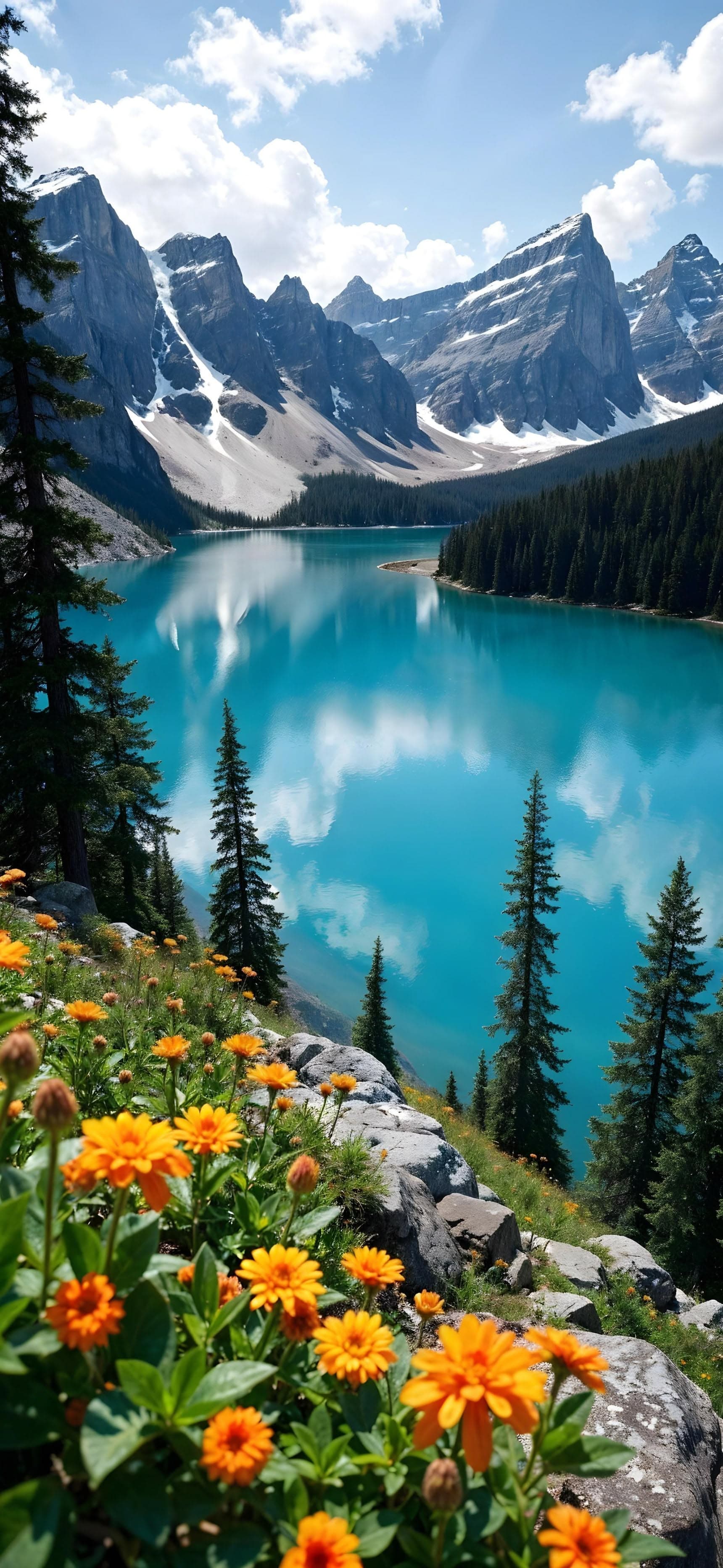Crystal Lake and Mountains - free phone wallpaper