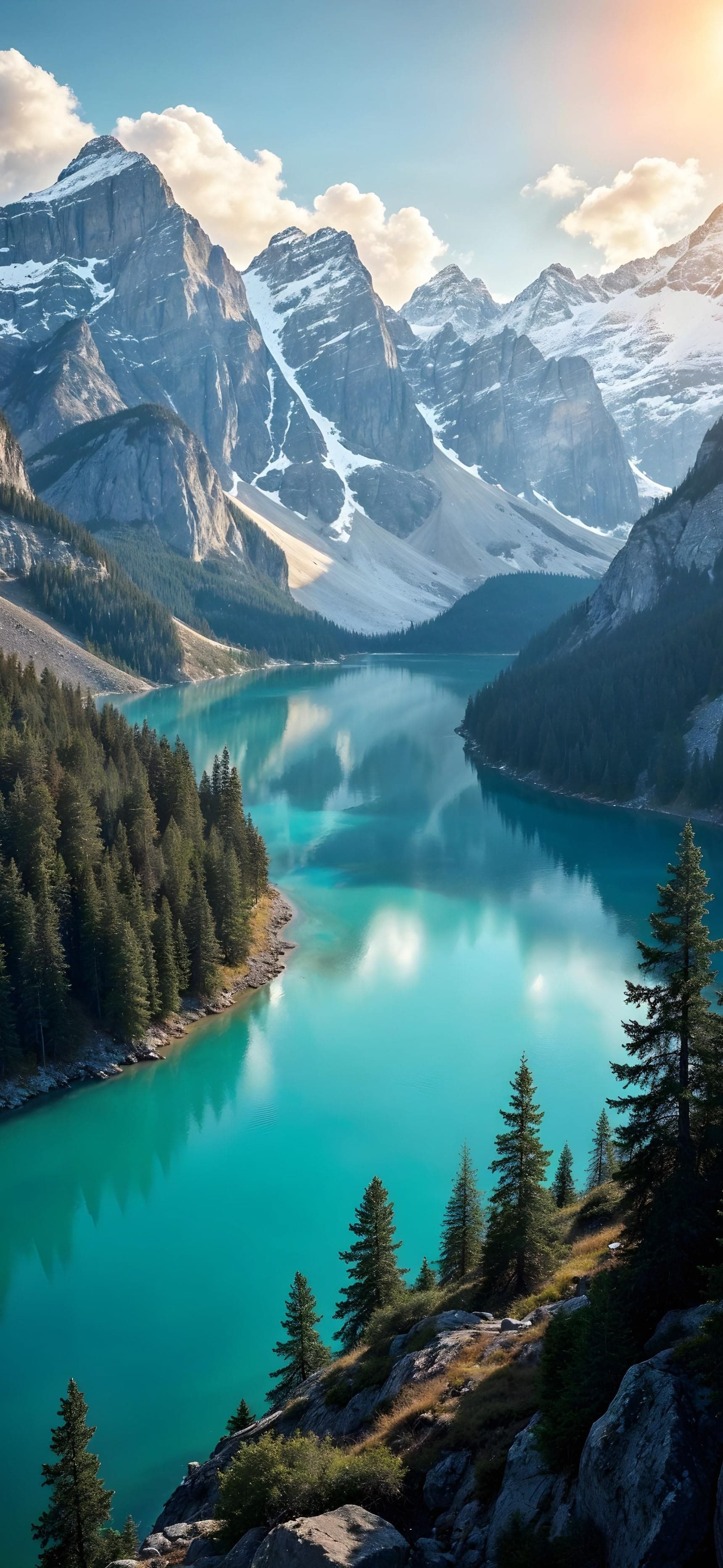 Crystal River and Mountains - free phone wallpaper