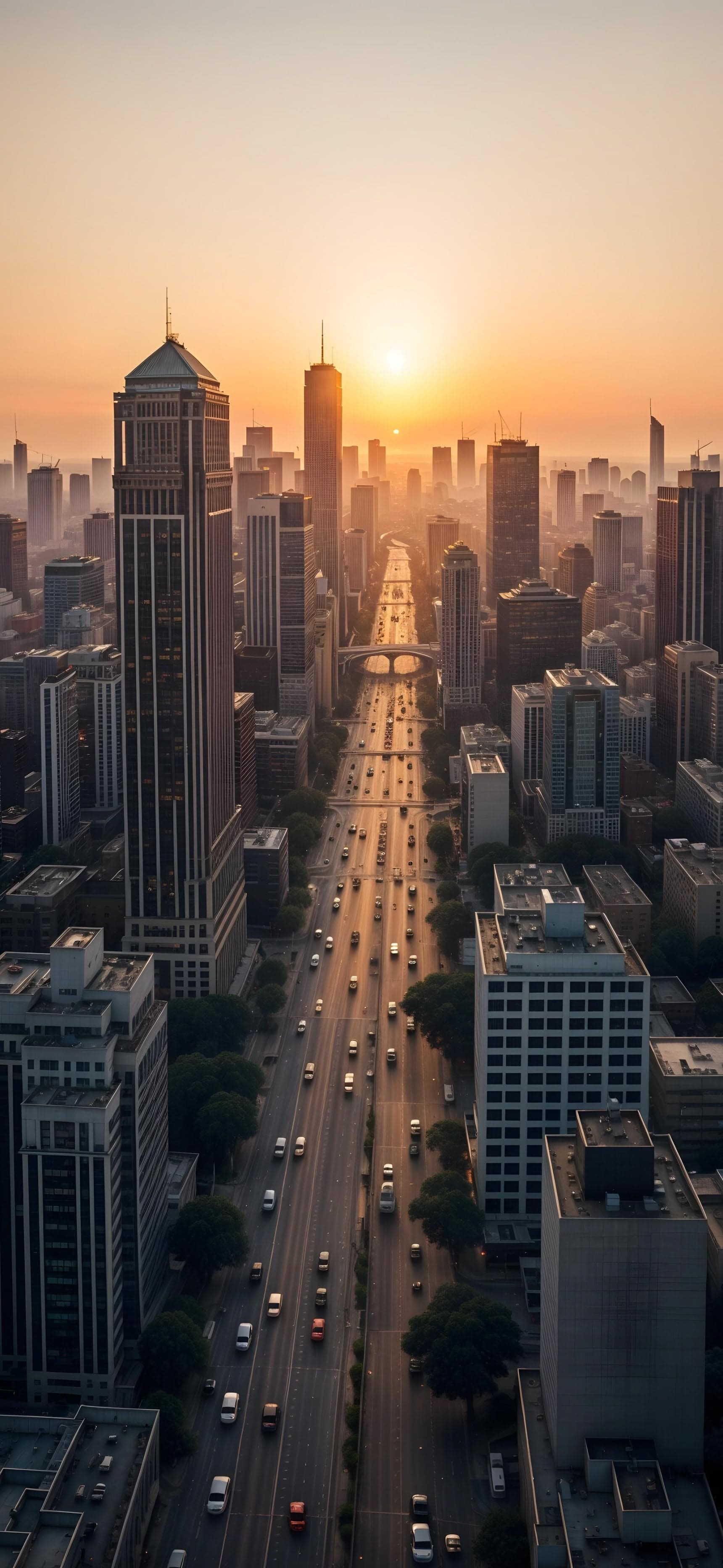 City Sunset Drive - free phone wallpaper