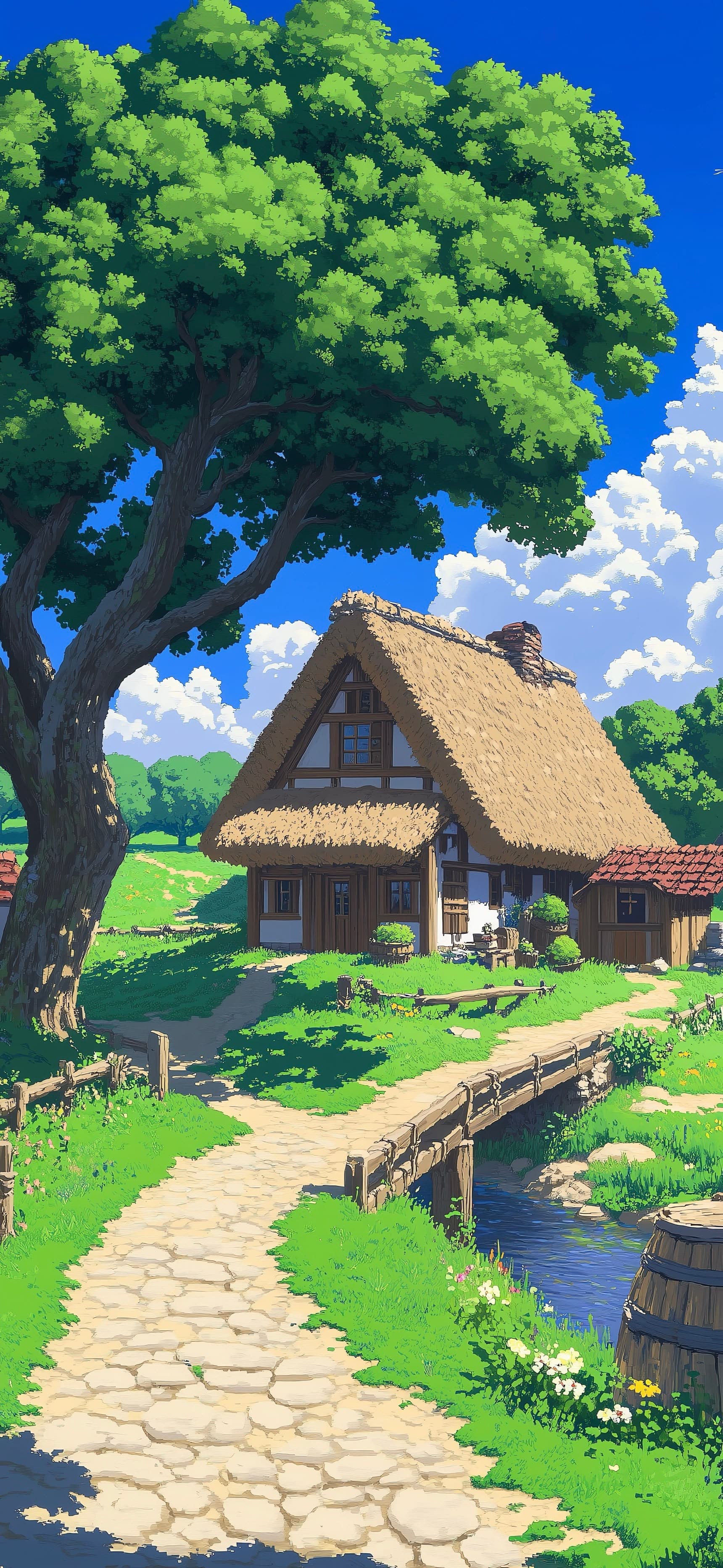 Anime Garden Cottage - free phone wallpaper