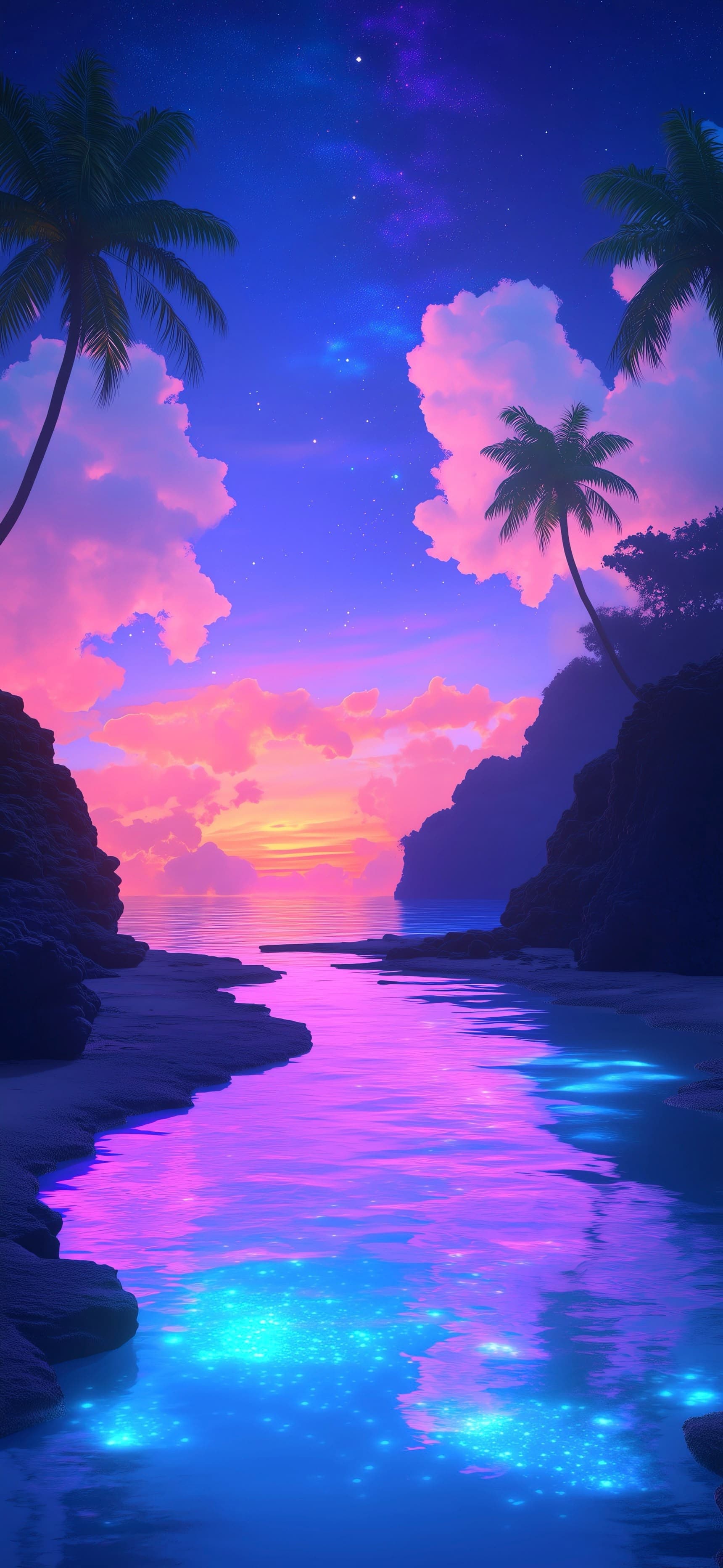 Twilight River Glow - free phone wallpaper