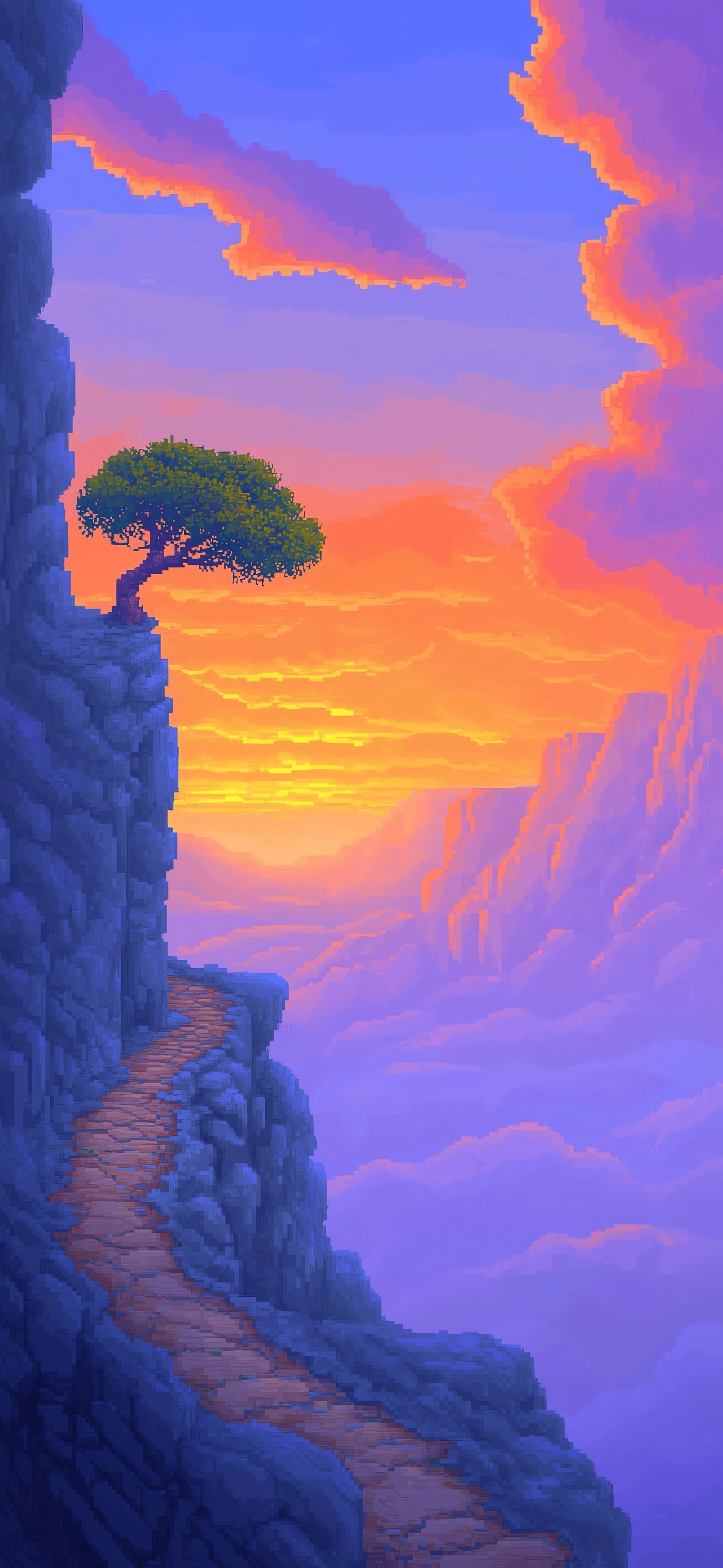 Cliff Sunset Trail - free phone wallpaper