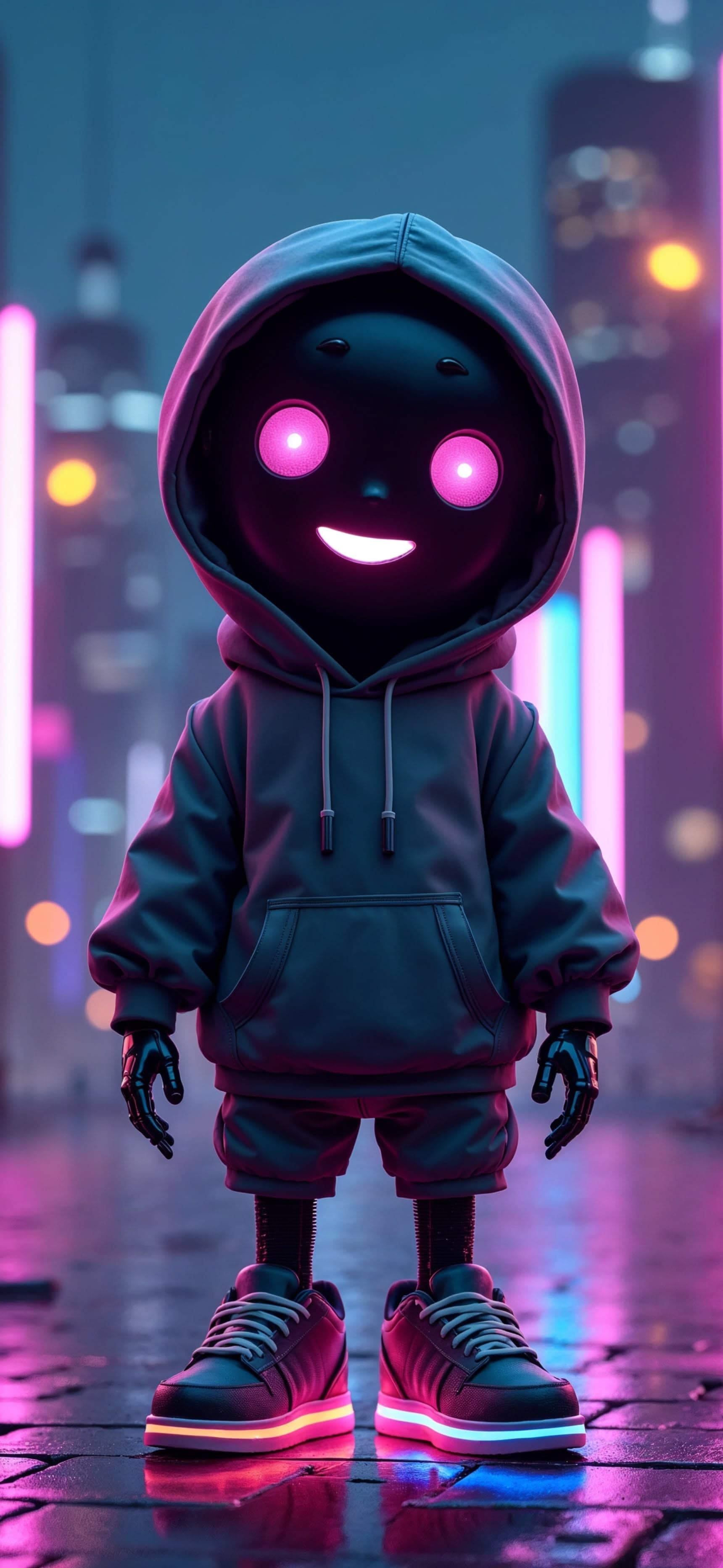 Neon Bot Hood - free phone wallpaper