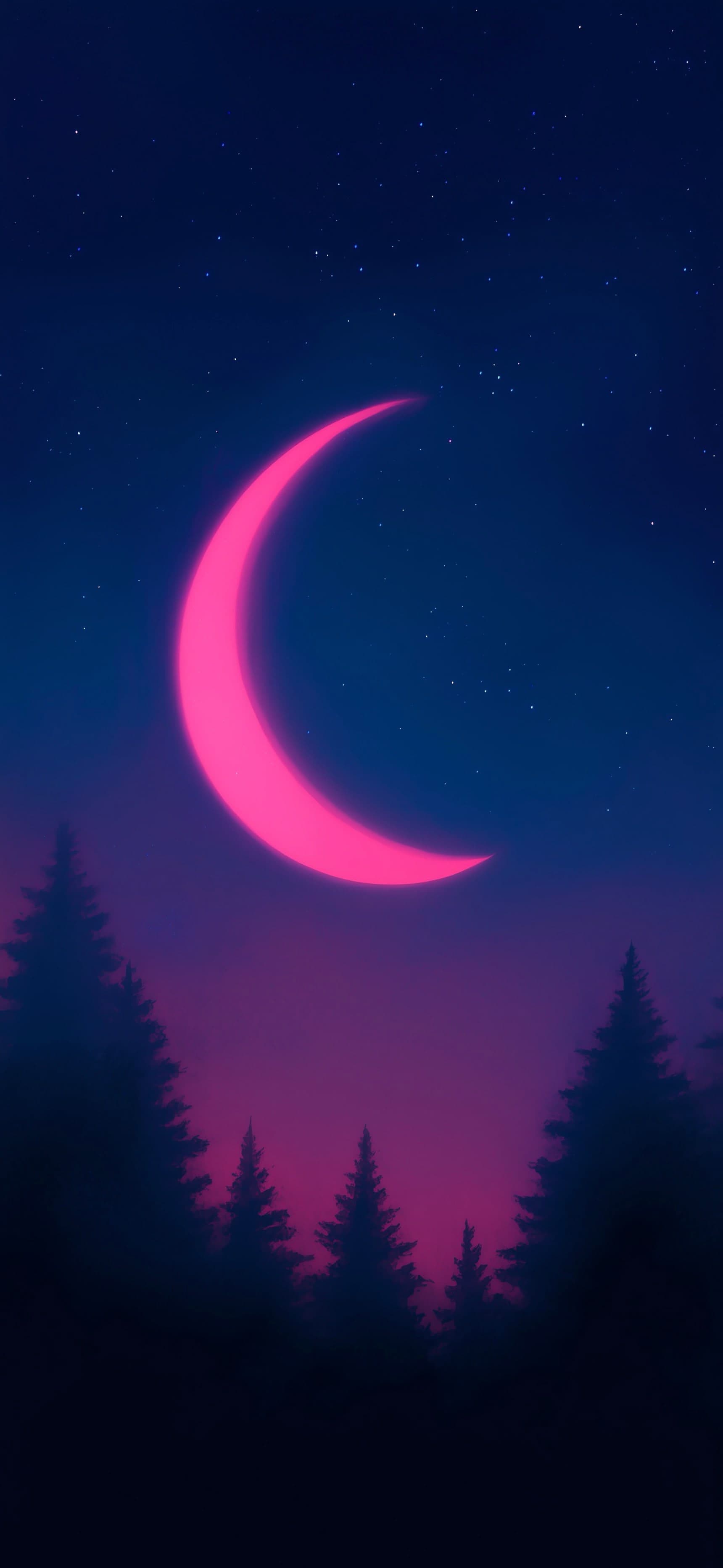 Moon Above Pines - free phone wallpaper