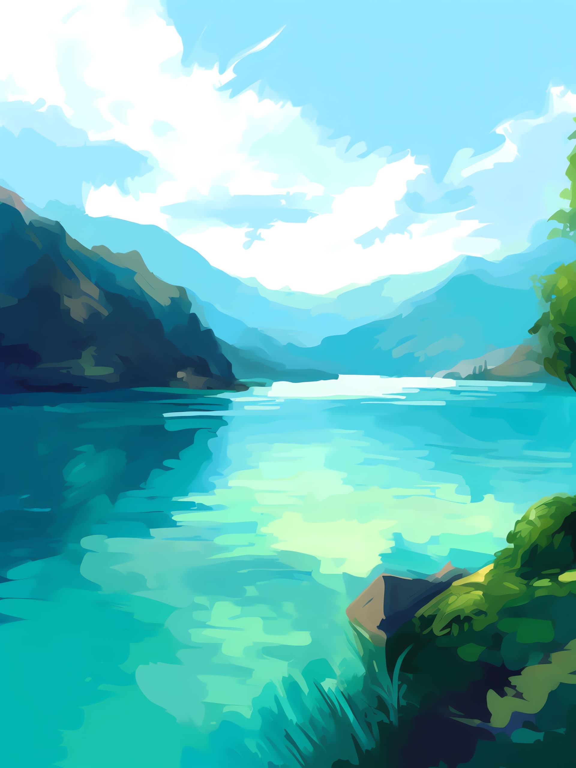 Turquoise Lake Vista - free phone wallpaper