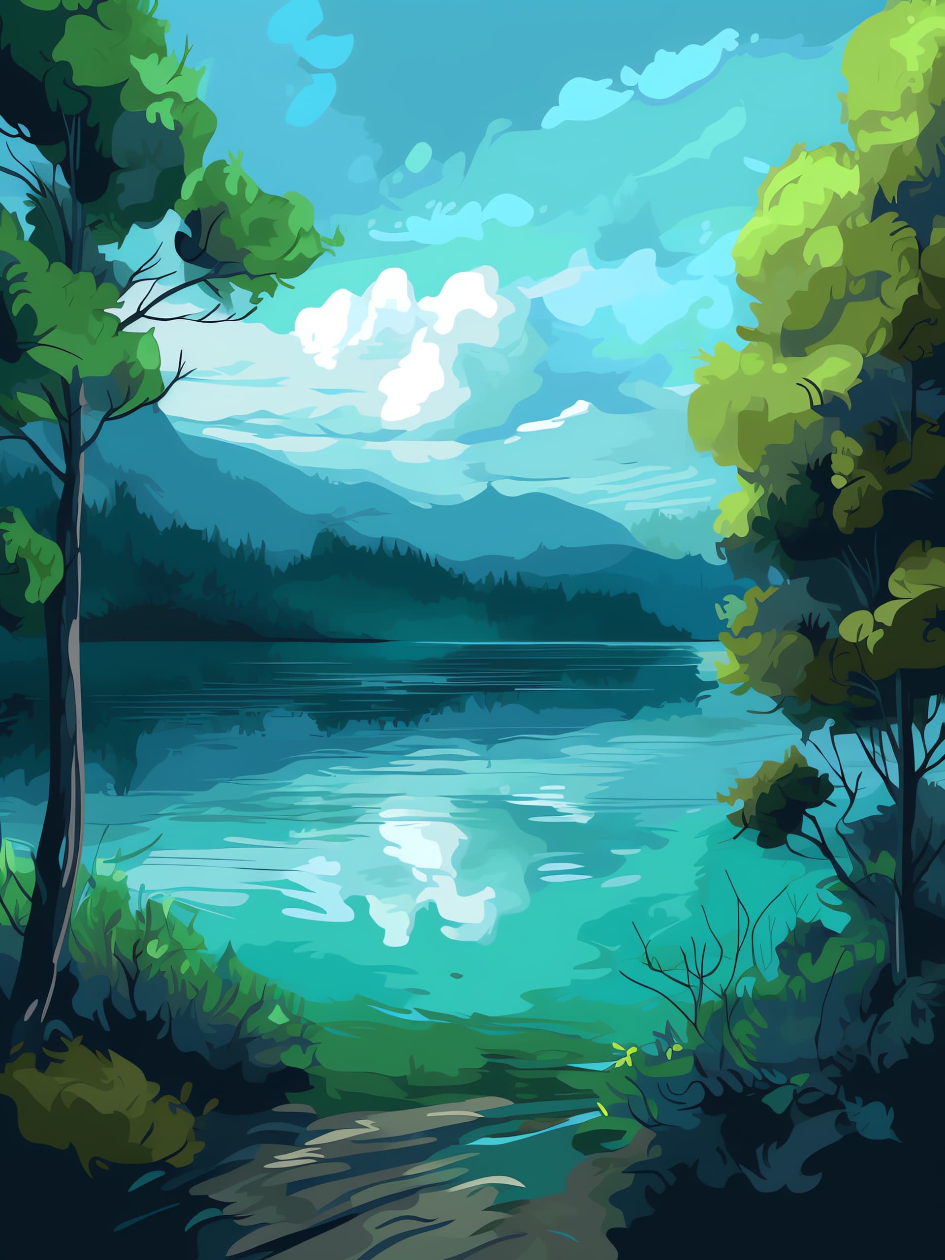 Tranquil Lake View - free phone wallpaper