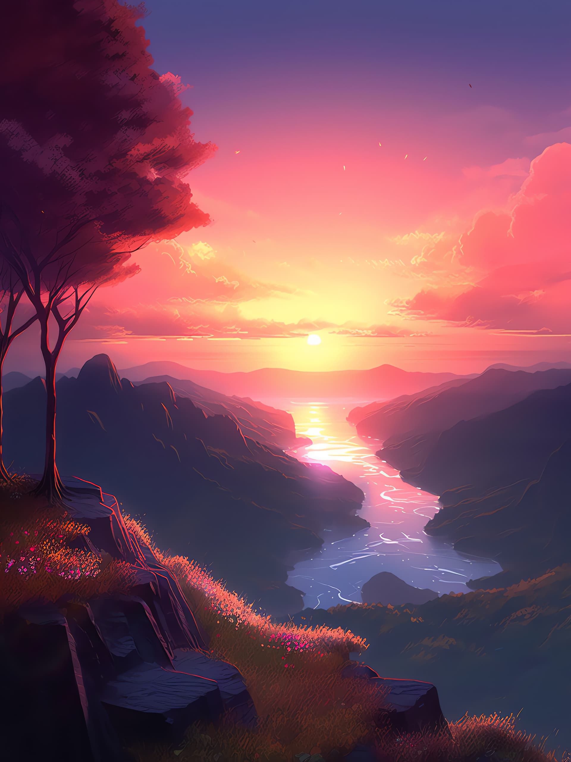 Tranquil Sunset Vista - free phone wallpaper
