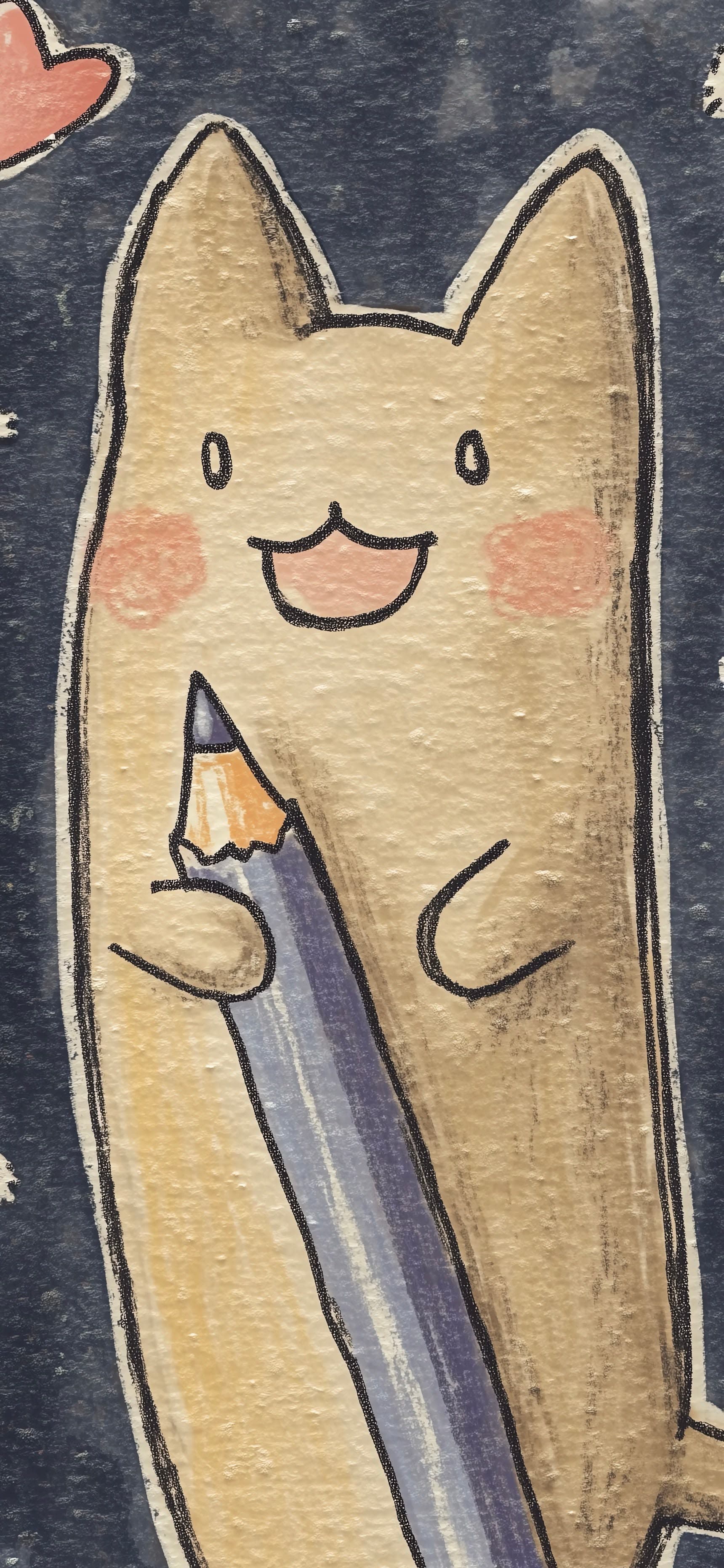 Crayon Cat 1 - free phone wallpaper